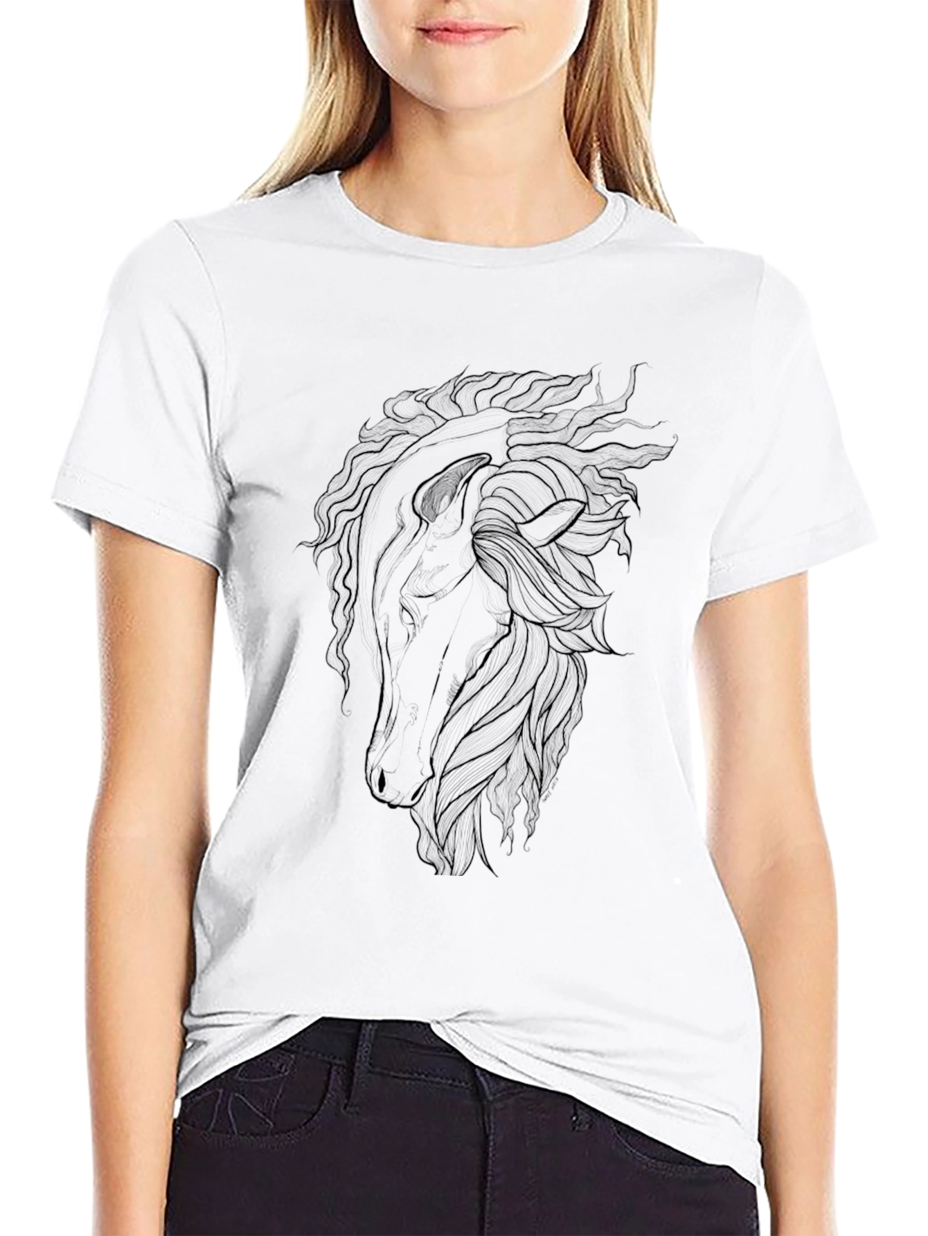 Black Horse Graphic Tee - Stylish Mens Casual T-Shirt