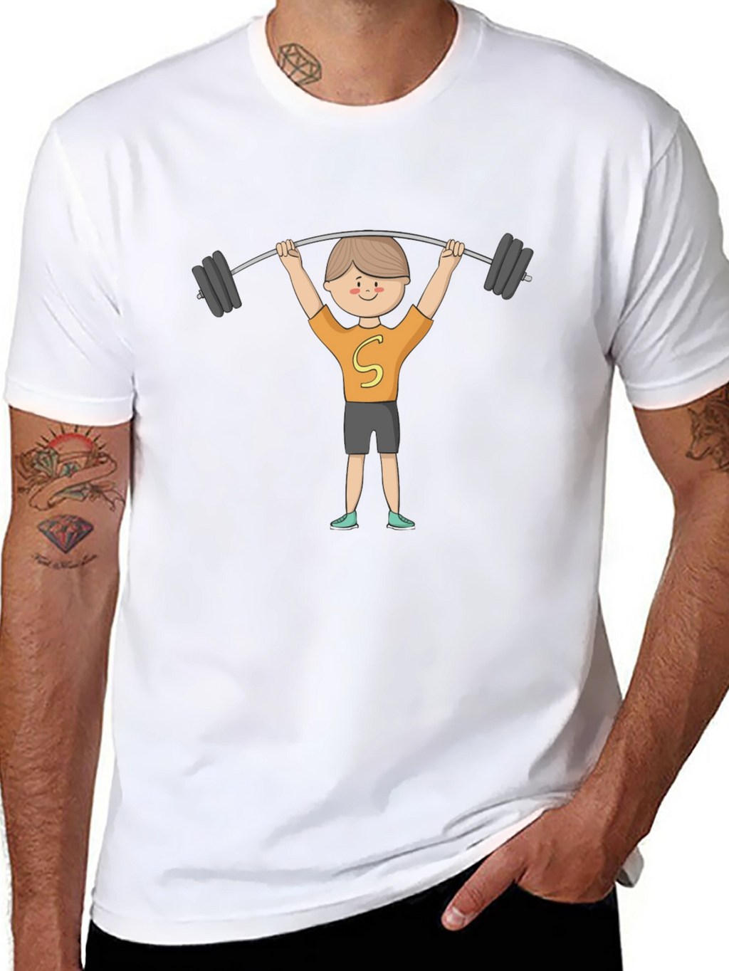 Cartoon Weightlifter Graphic Tee