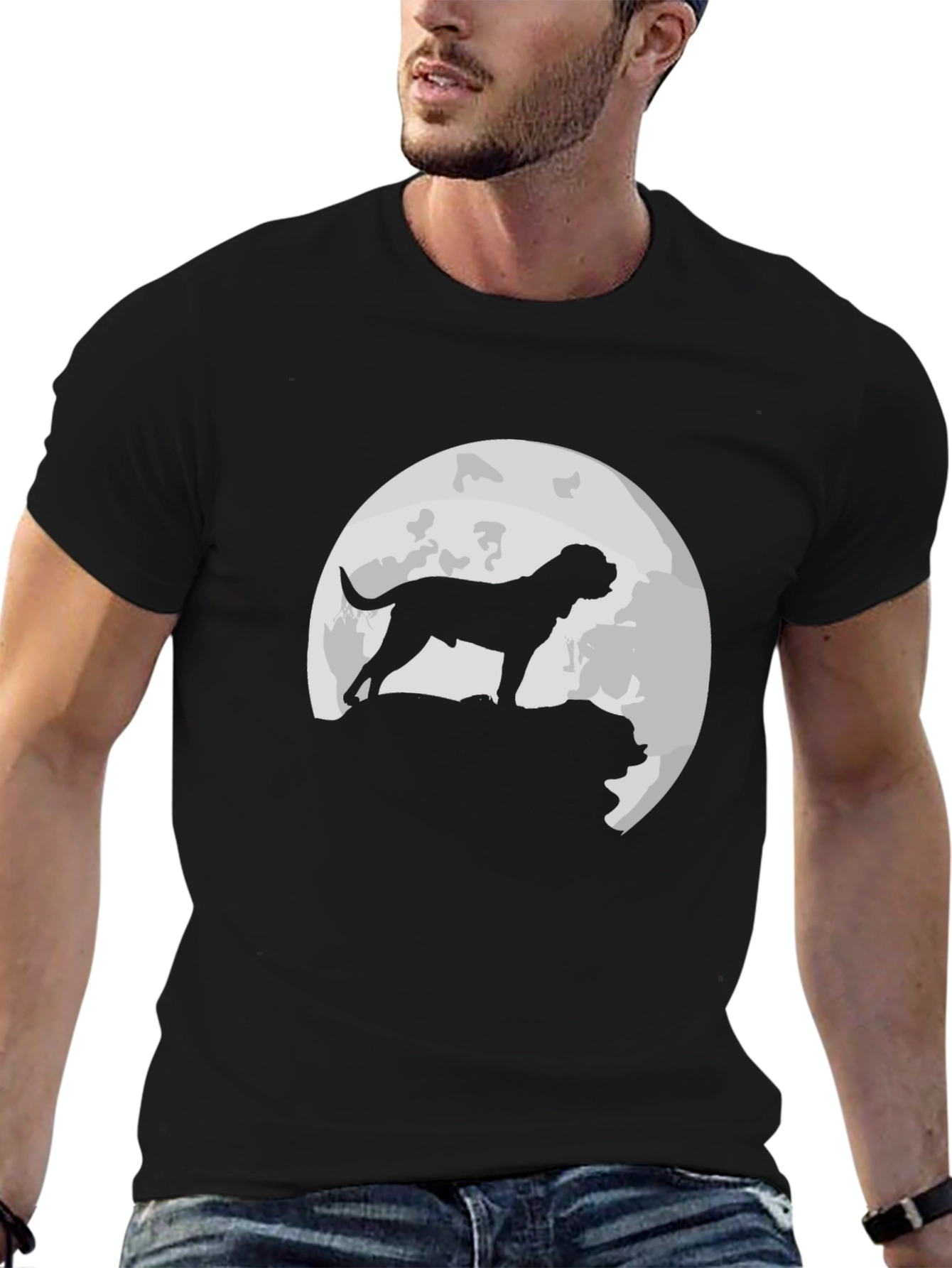 Dog Moon Silhouette T-Shirt - Classic Black Tee