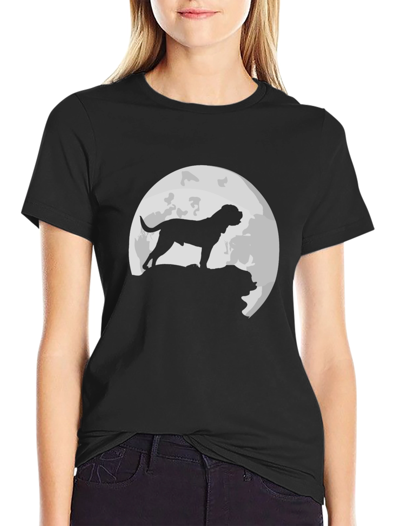 Dog Moon Silhouette T-Shirt - Classic Black Tee
