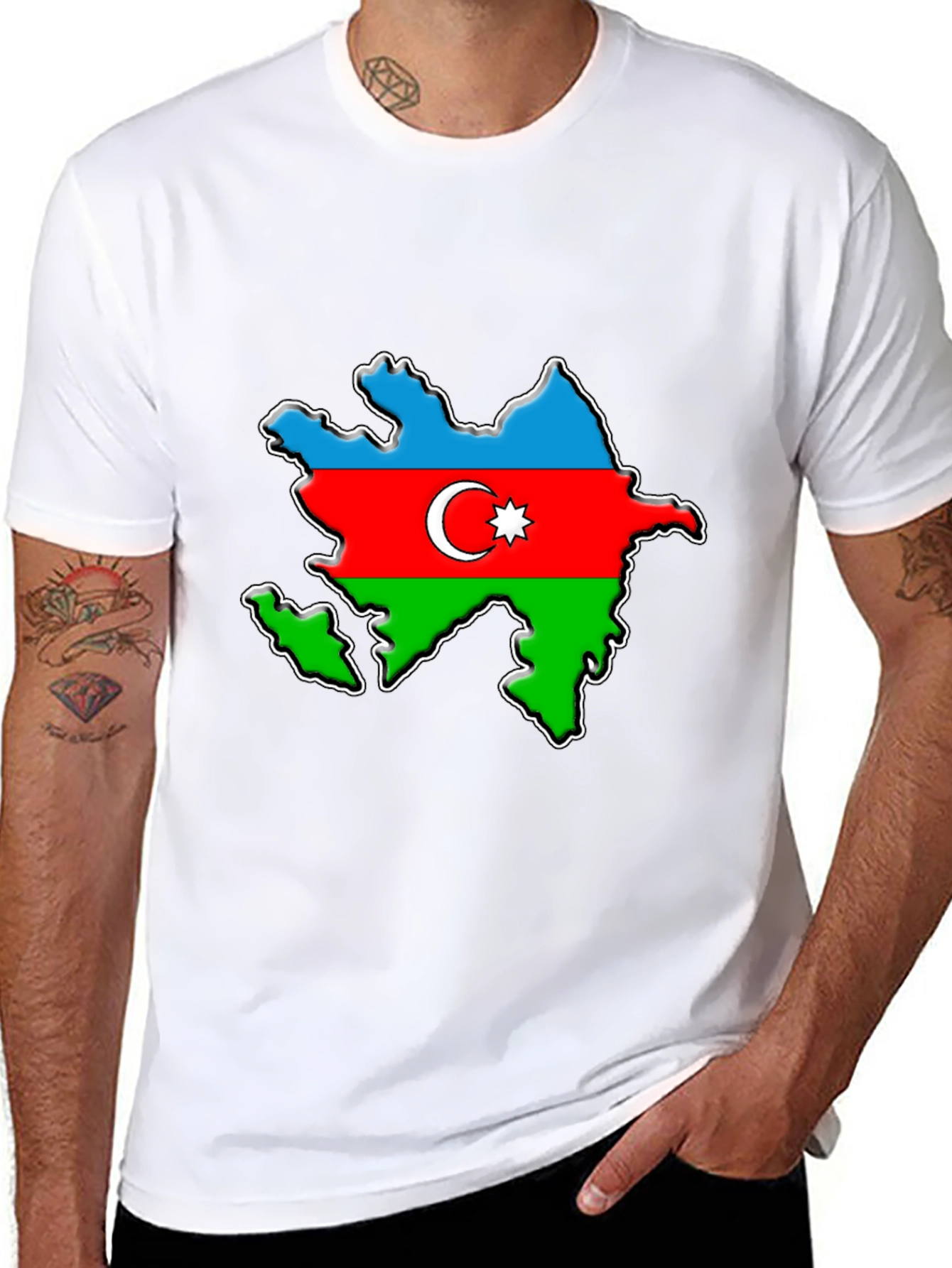 Azerbaijan Flag Map T-Shirt - Patriotic Pride Tee