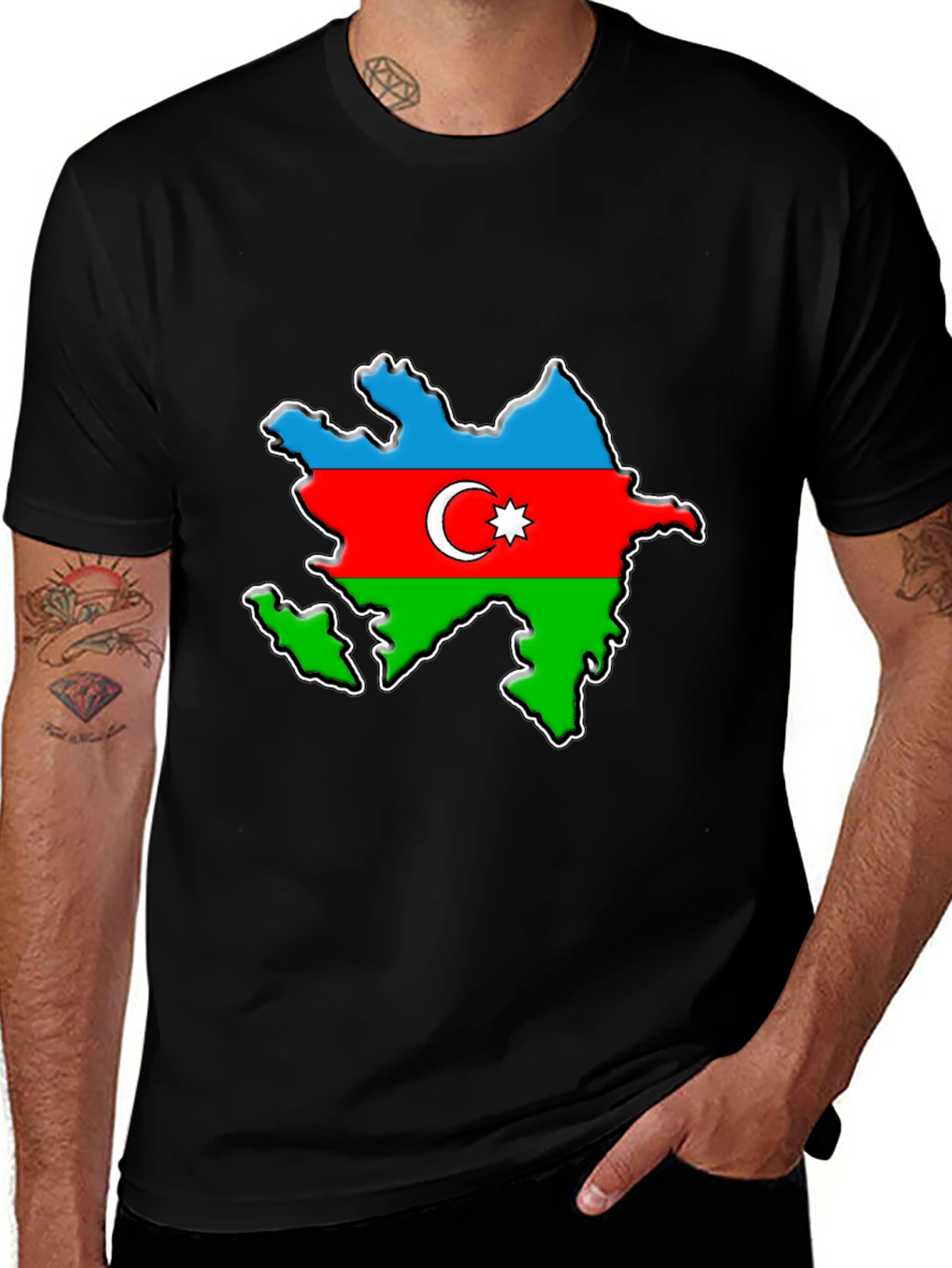 Azerbaijan Flag Map T-Shirt - Patriotic Pride Tee
