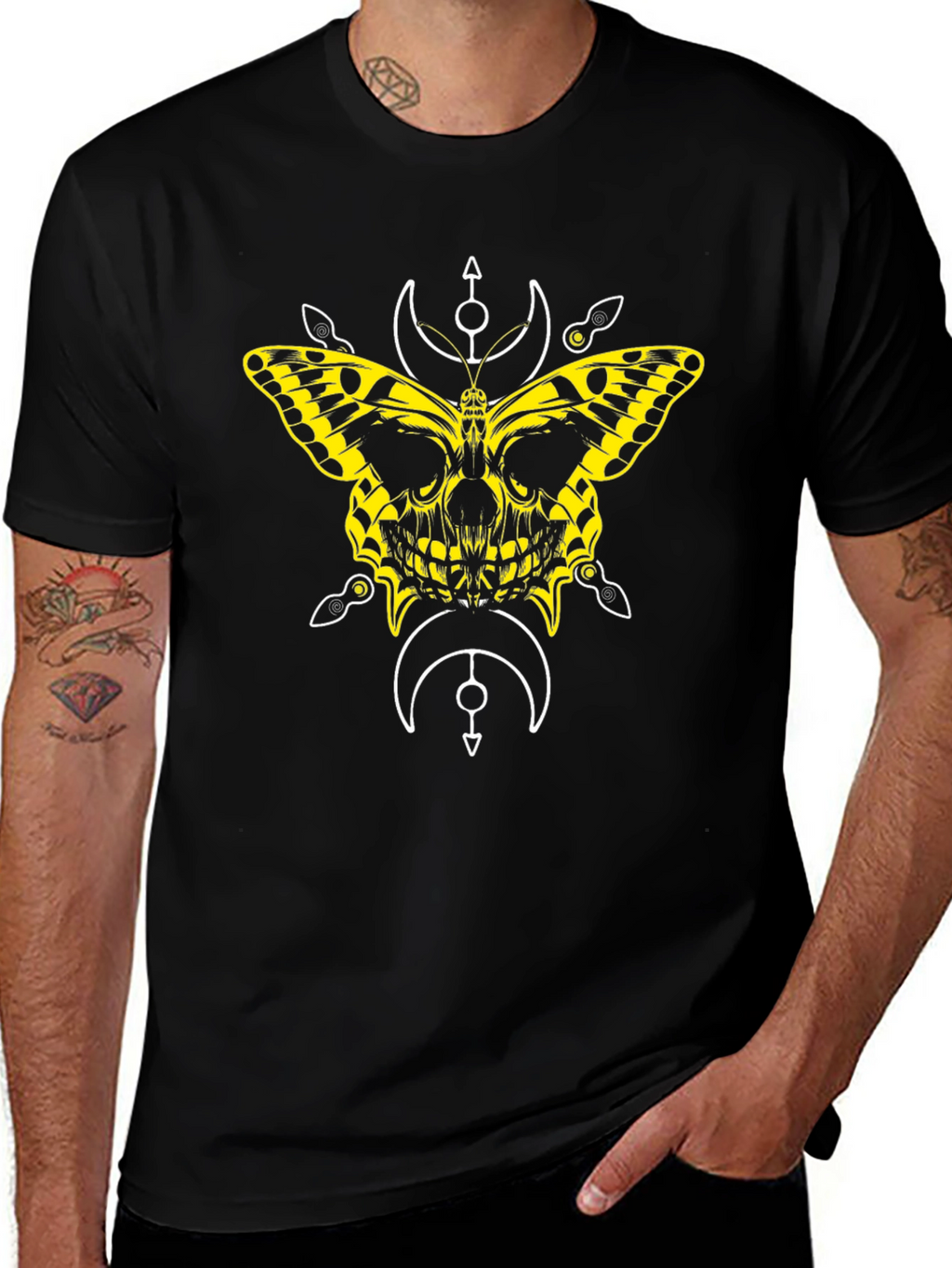 Butterfly Skull Graphic Tee - Black T-Shirt