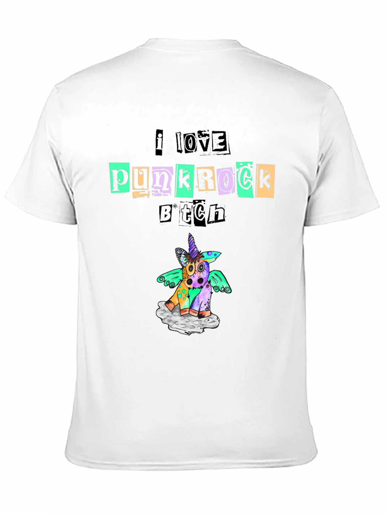 Punk Rock Unicorn Black Graphic Tee