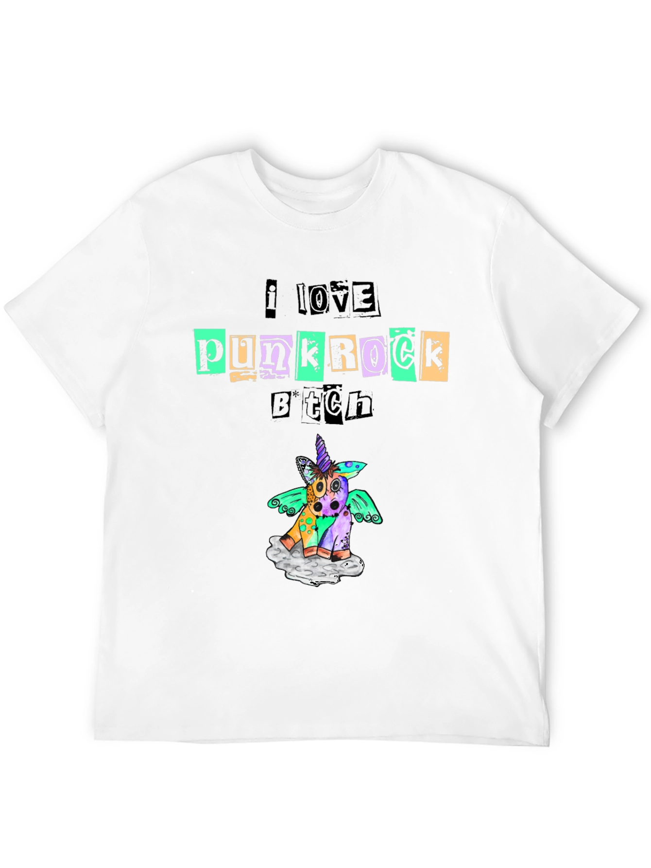 Punk Rock Unicorn Black Graphic Tee