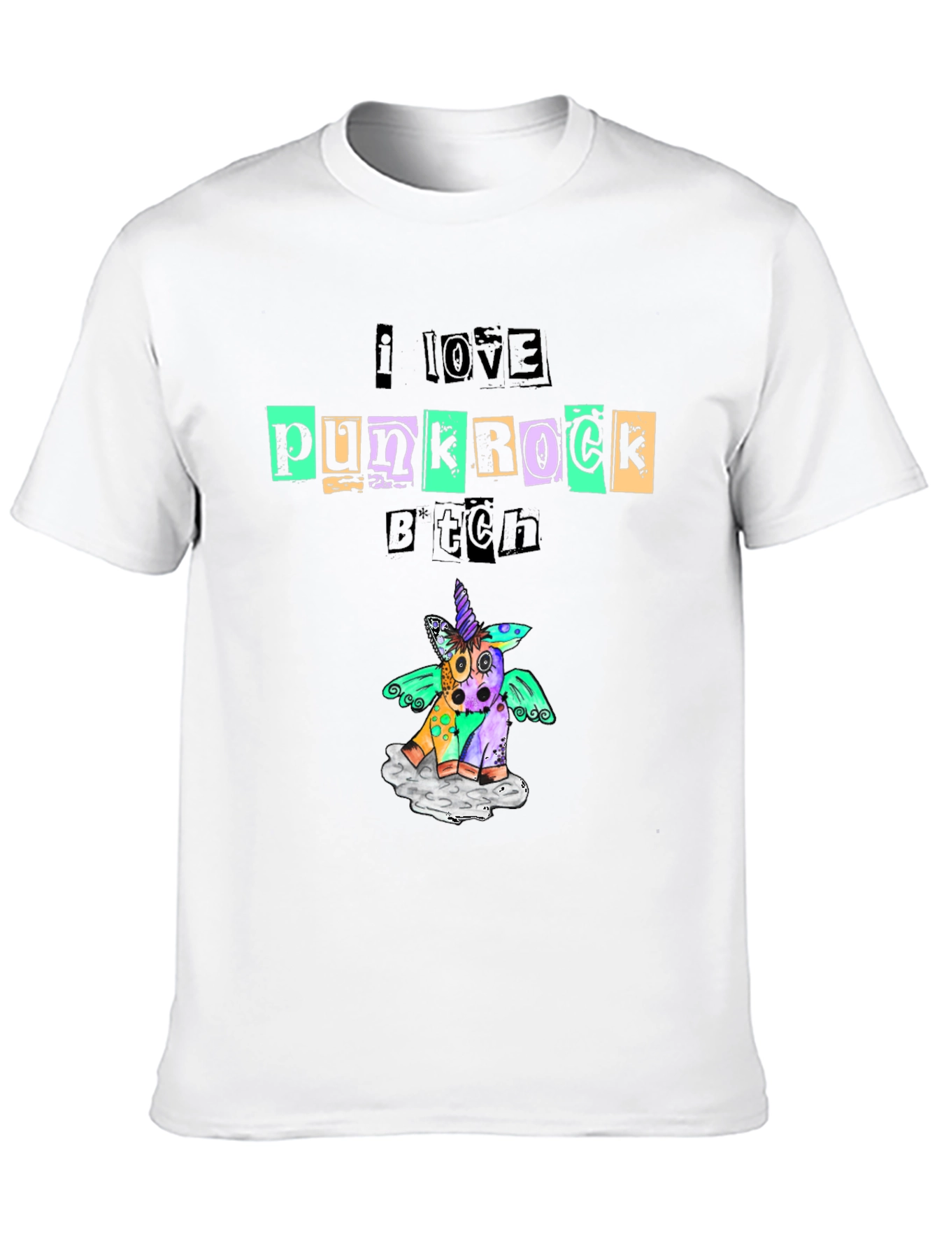 Punk Rock Unicorn Black Graphic Tee