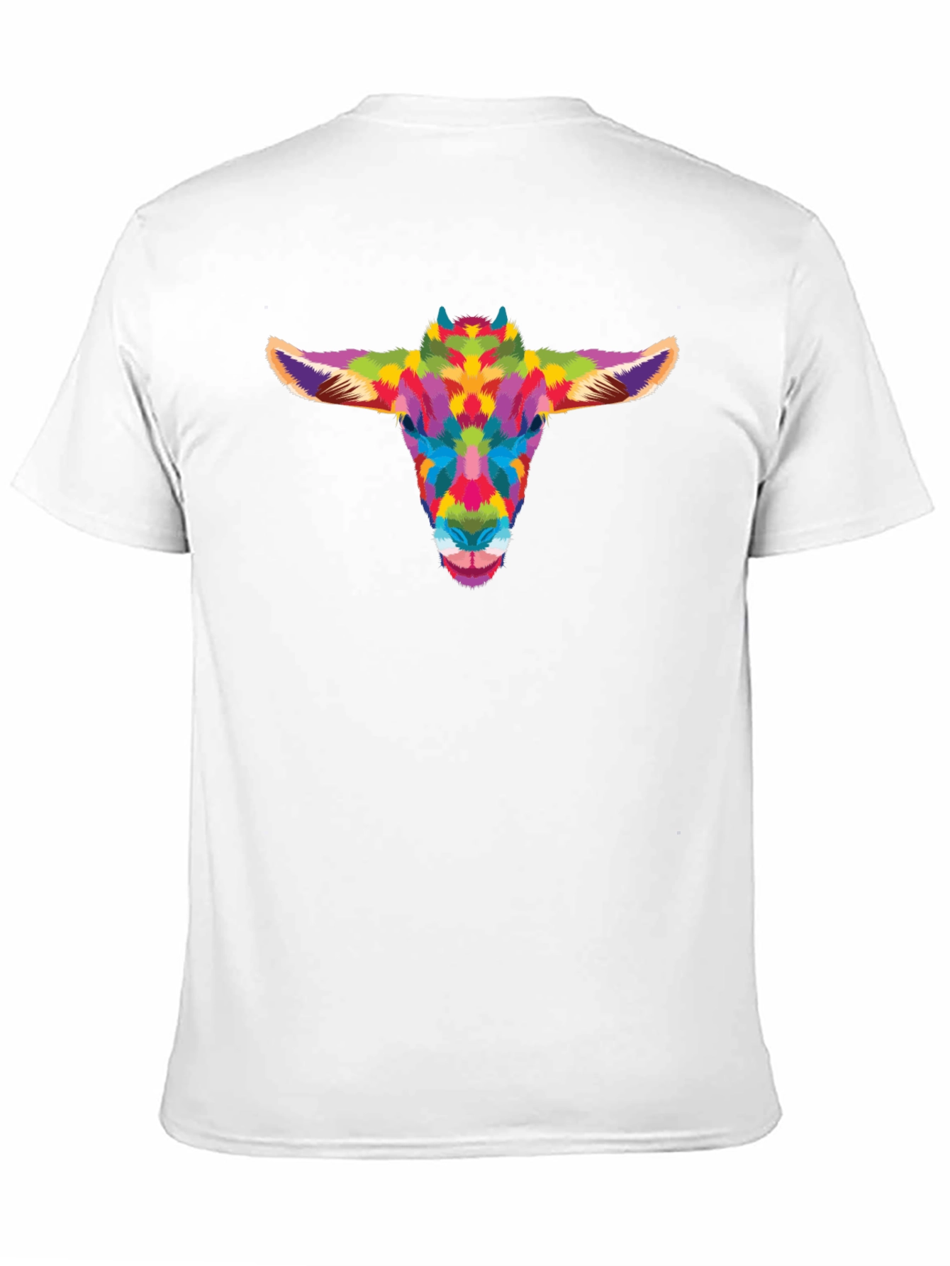 Colorful Goat Head Graphic Tee - Black Cotton Shirt