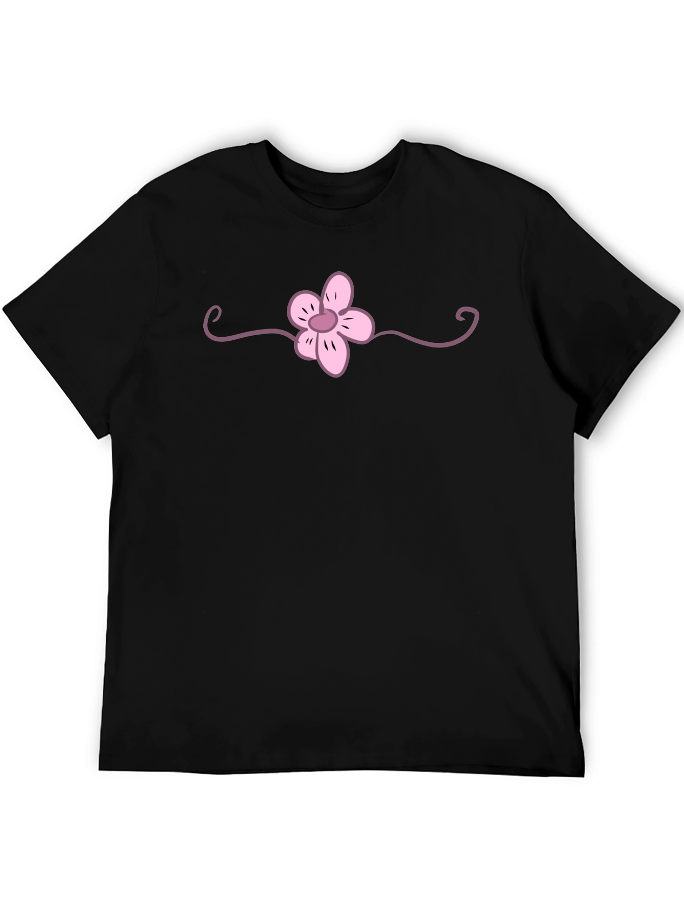 Black T-Shirt with Pink Flower Graphic