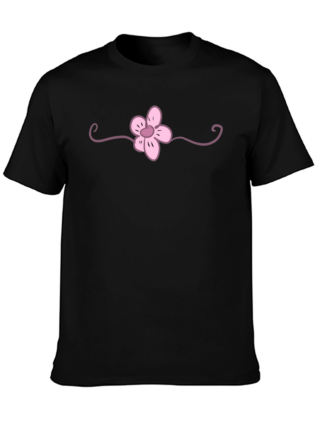 Black T-Shirt with Pink Flower Graphic