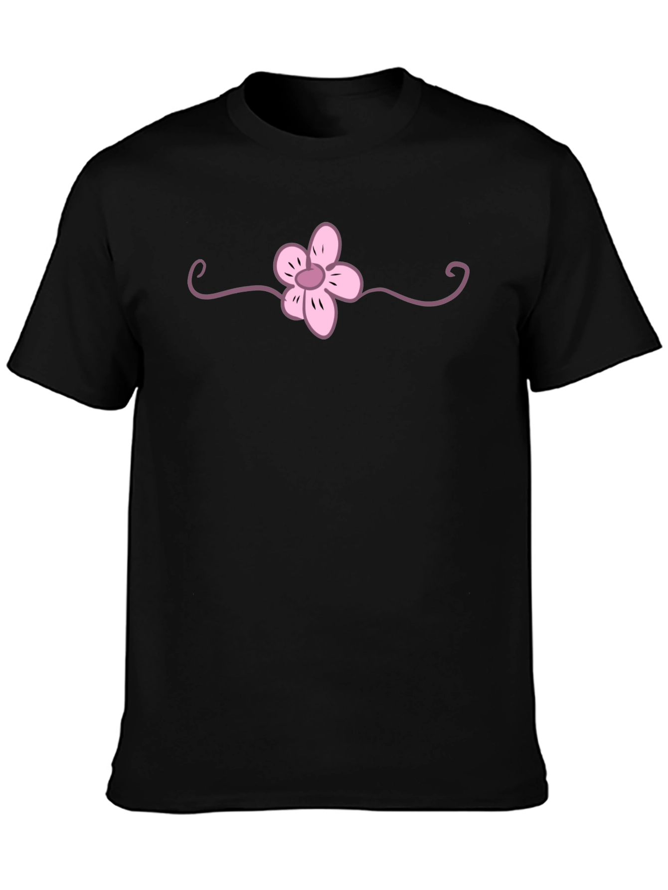Black T-Shirt with Pink Flower Graphic