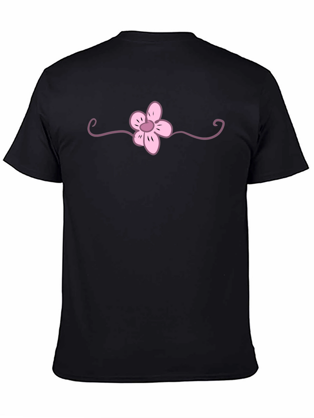 Black T-Shirt with Pink Flower Graphic