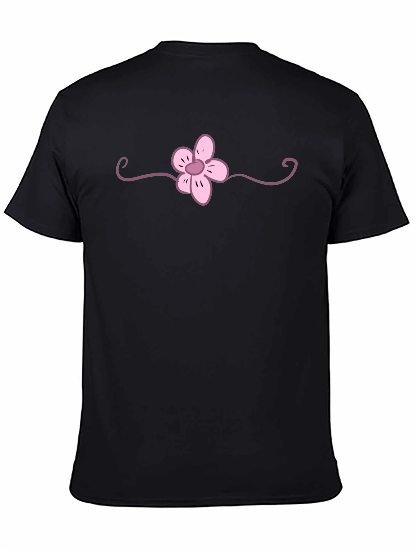 Black T-Shirt with Pink Flower Graphic