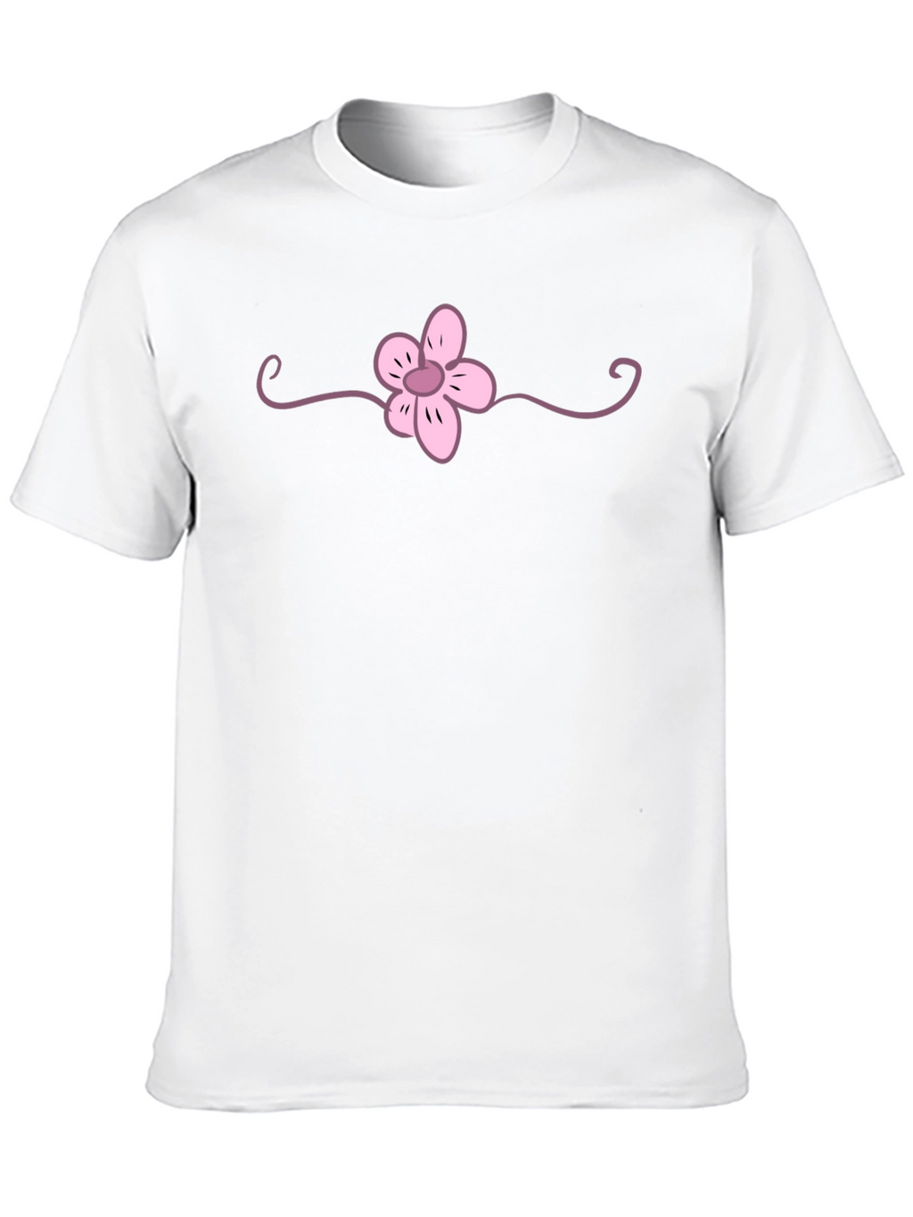 Black T-Shirt with Pink Flower Graphic