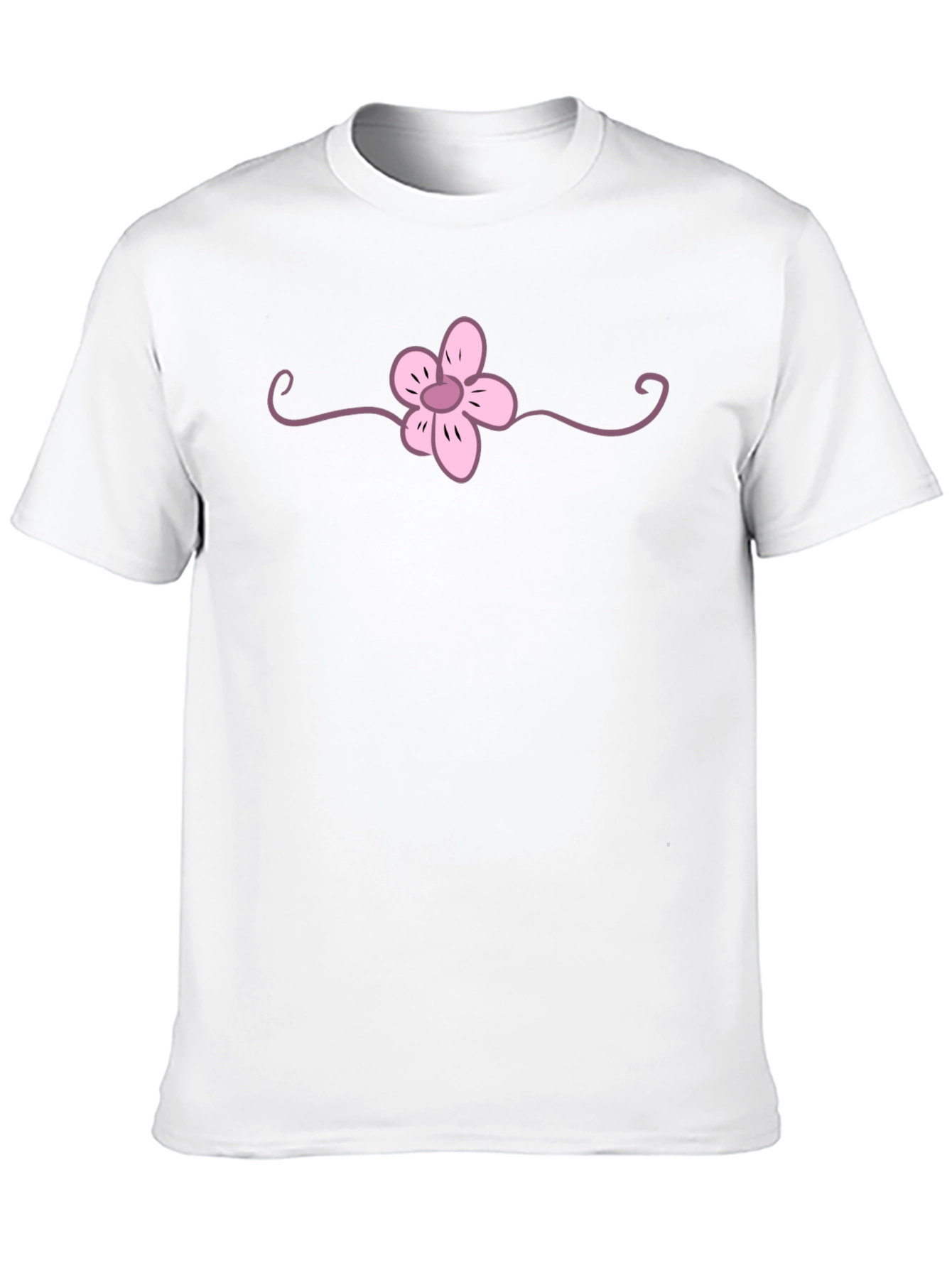 Black T-Shirt with Pink Flower Graphic