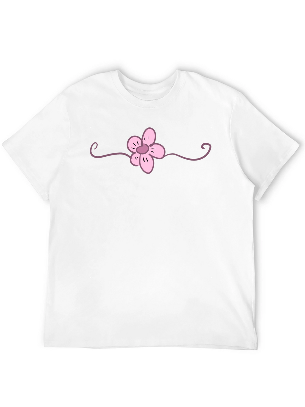 Black T-Shirt with Pink Flower Graphic