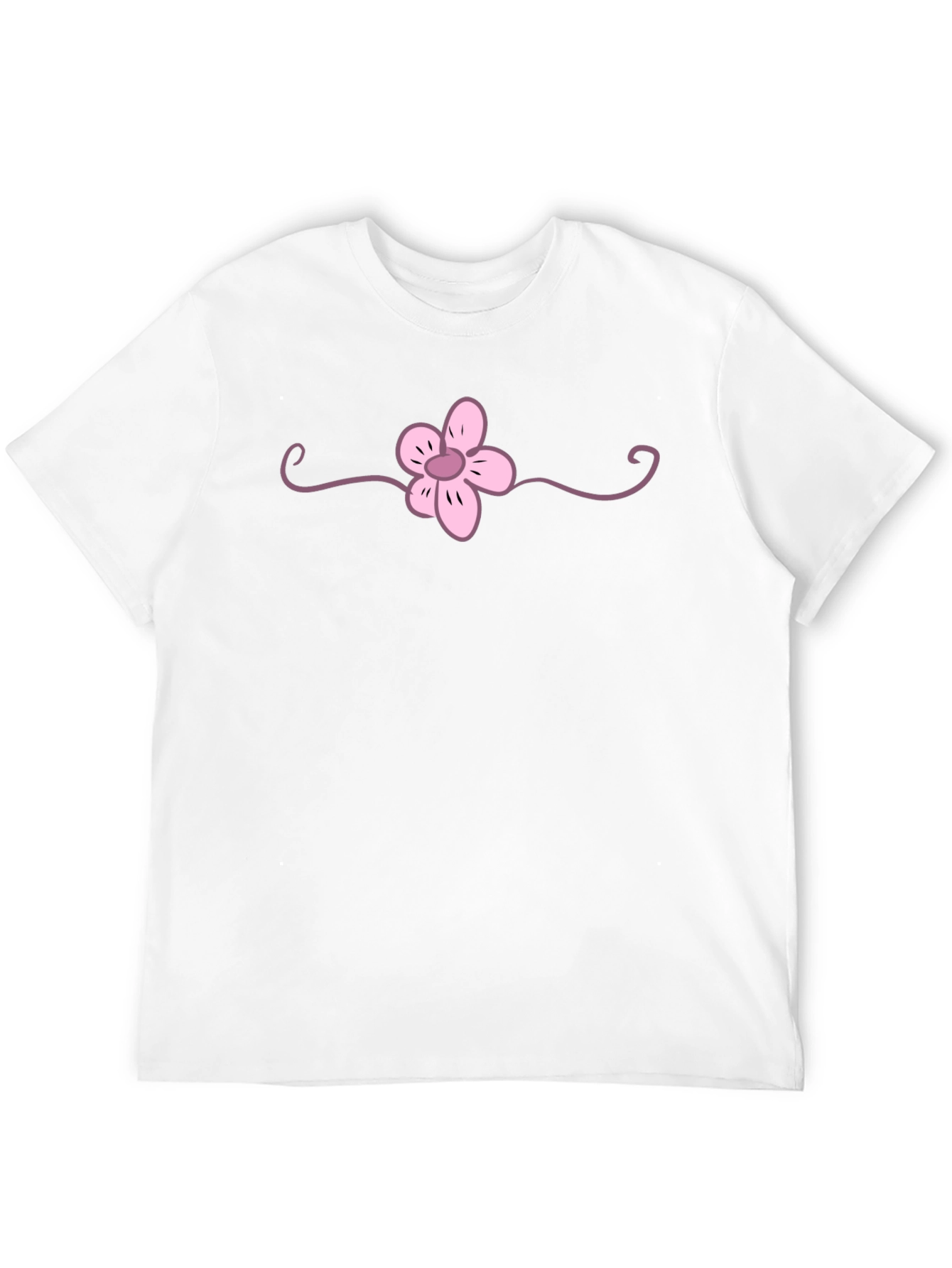 Black T-Shirt with Pink Flower Graphic