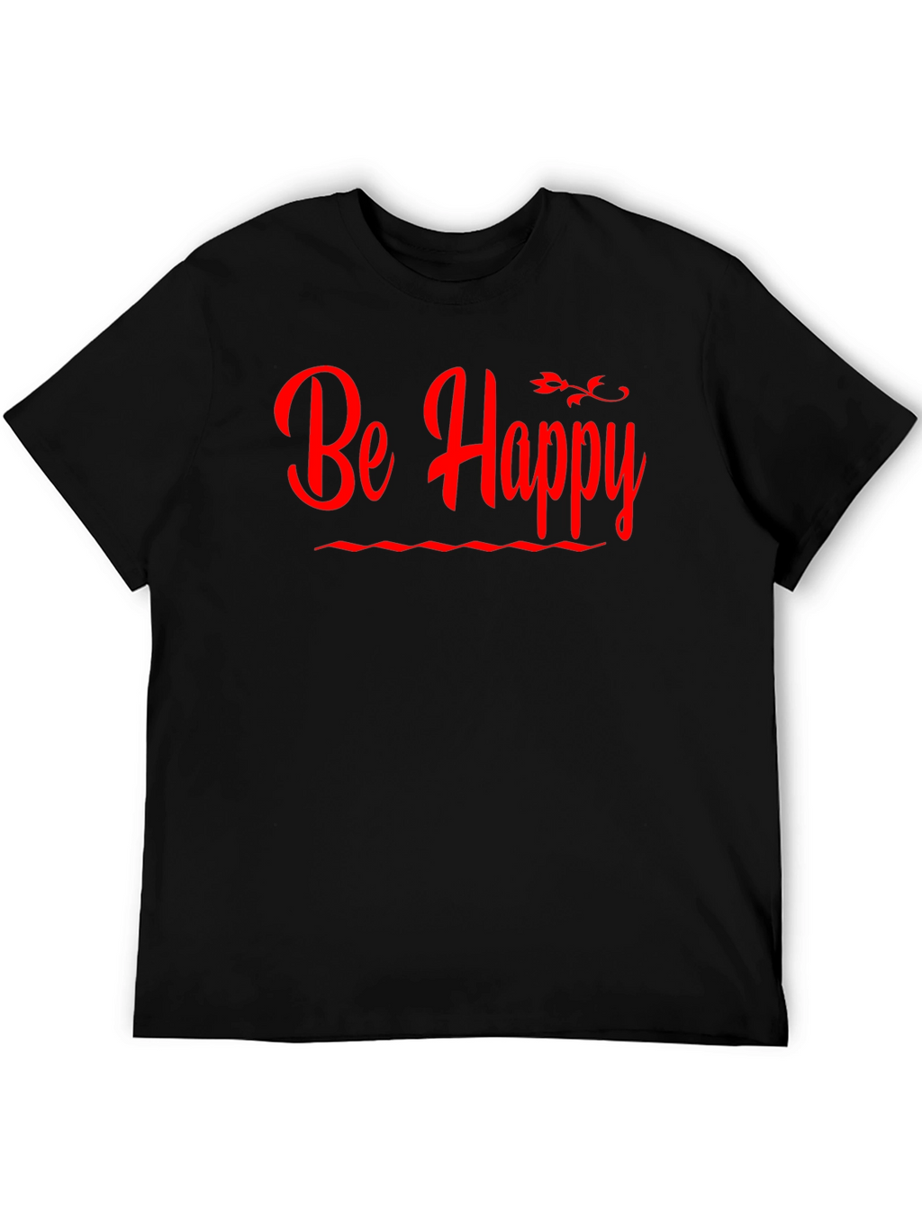 Be Happy T-Shirt - Black Casual Tee
