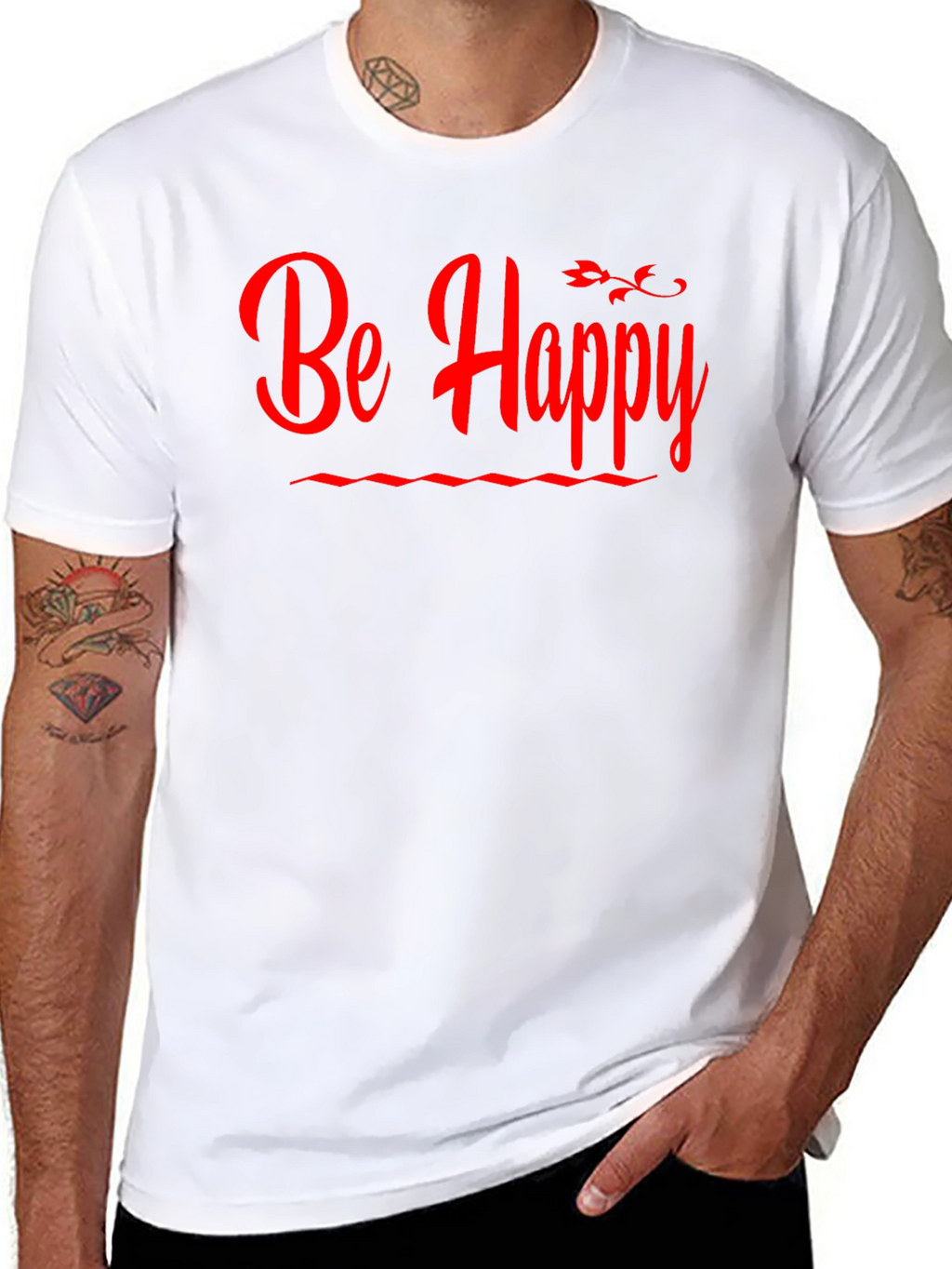 Be Happy T-Shirt - Black Casual Tee