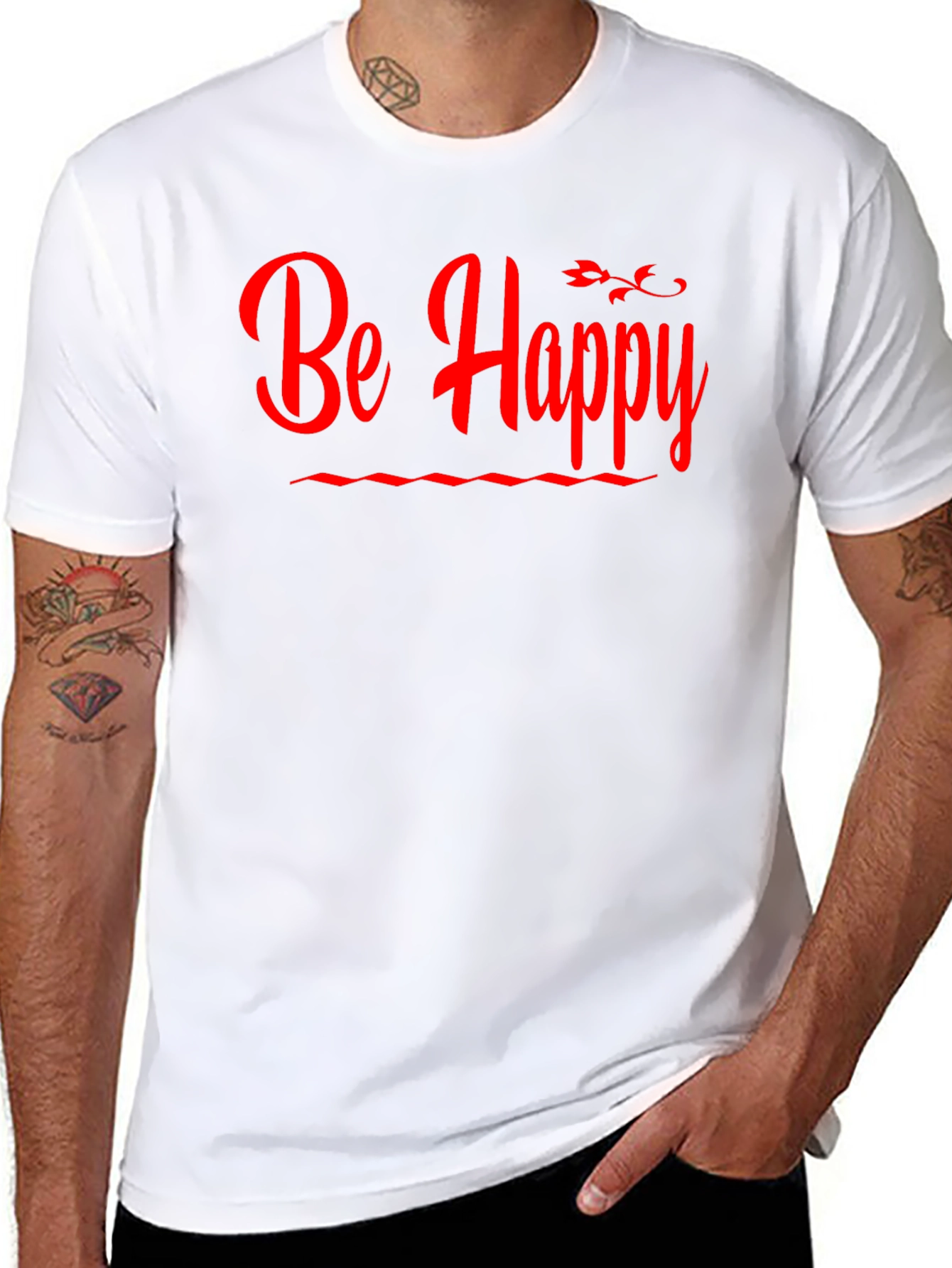 Be Happy T-Shirt - Black Casual Tee