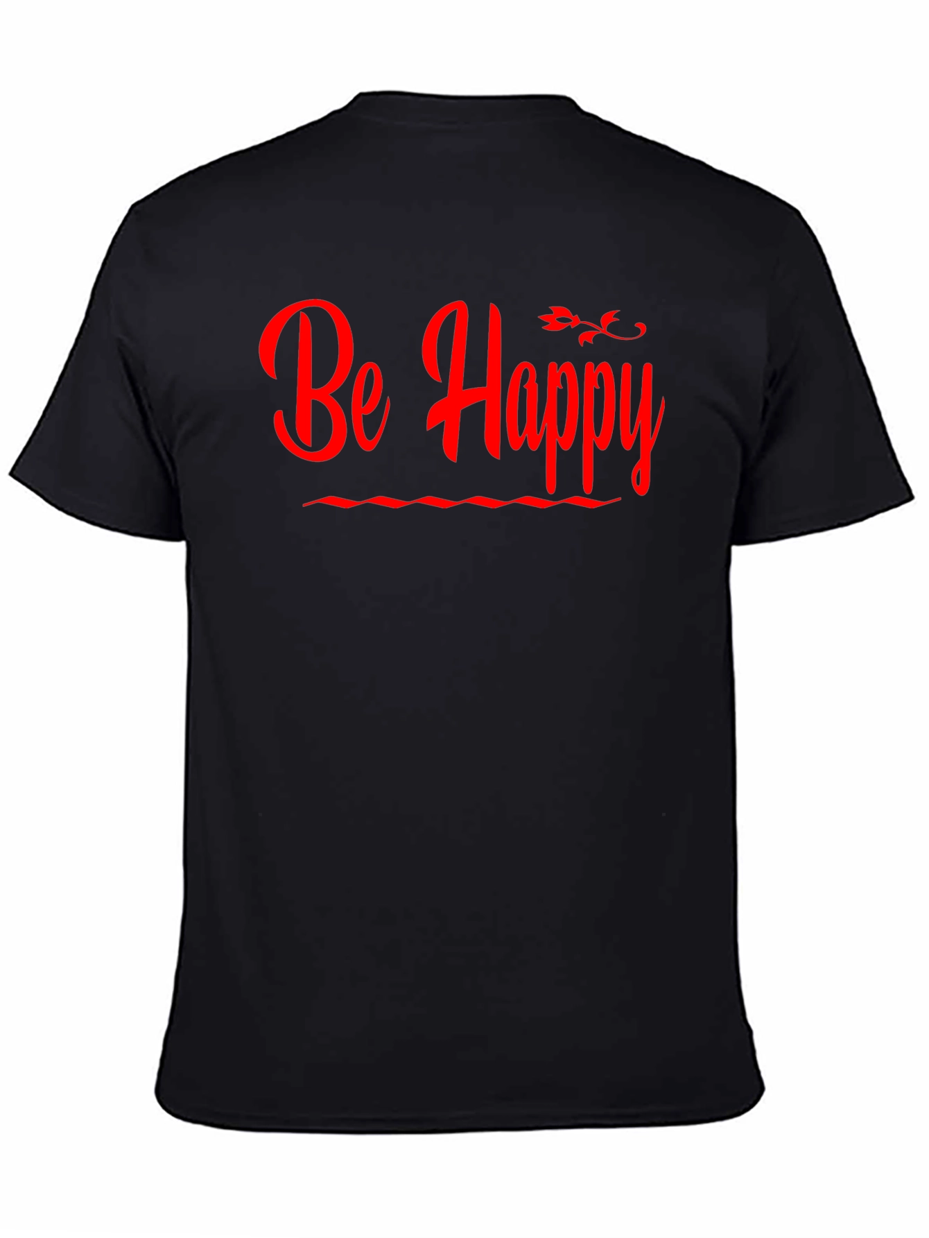 Be Happy T-Shirt - Black Casual Tee