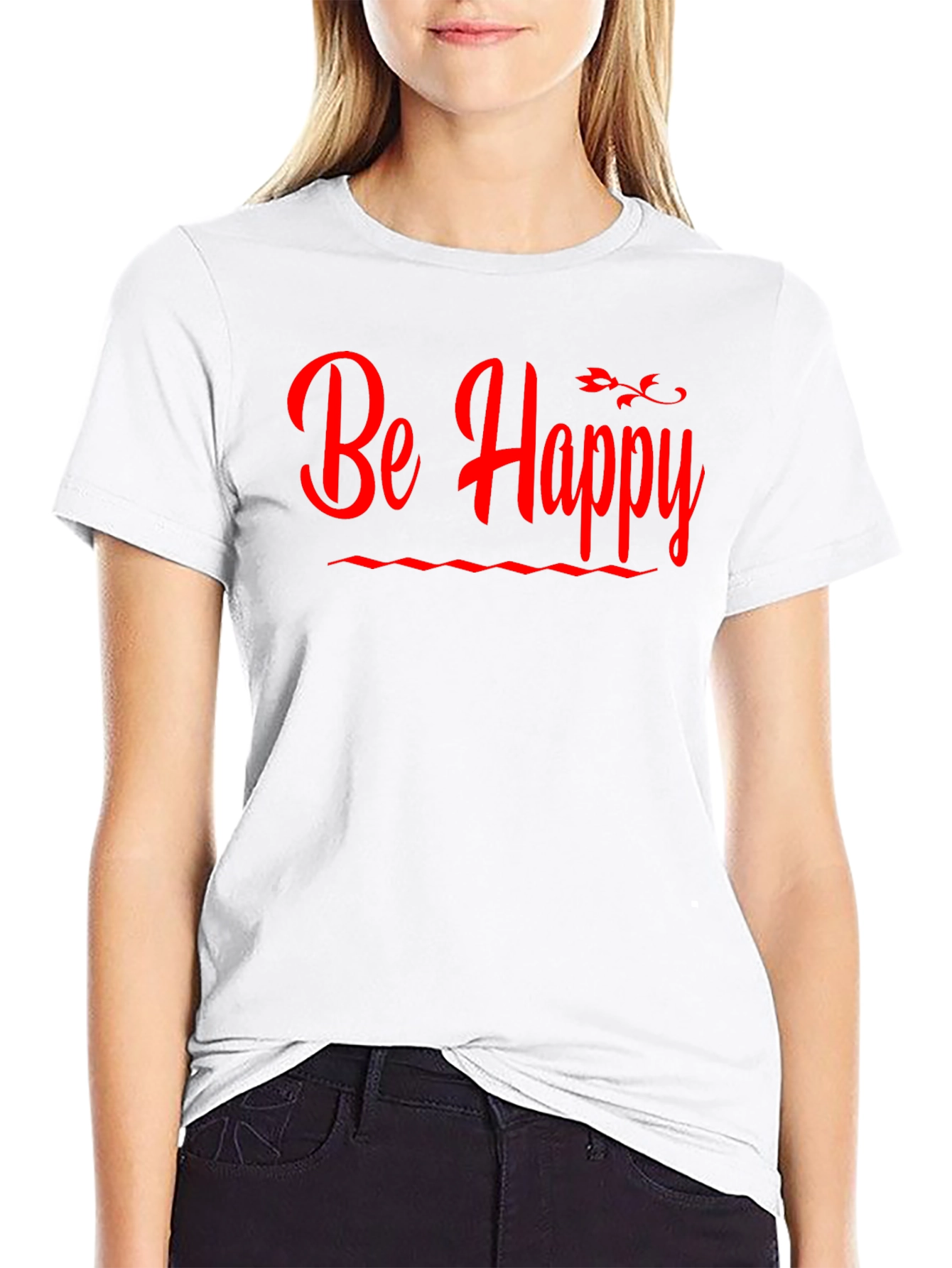 Be Happy T-Shirt - Black Casual Tee