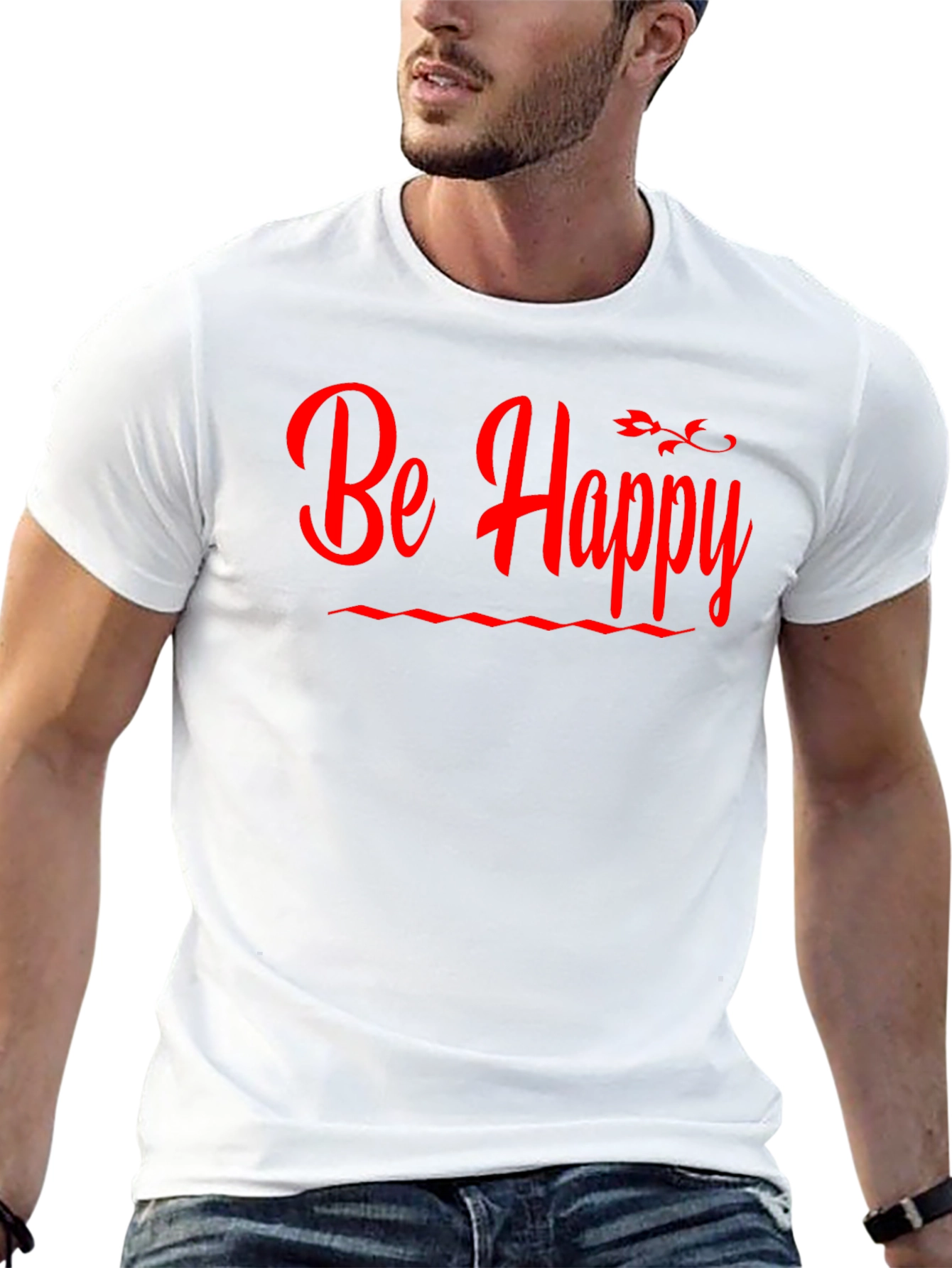 Be Happy T-Shirt - Black Casual Tee