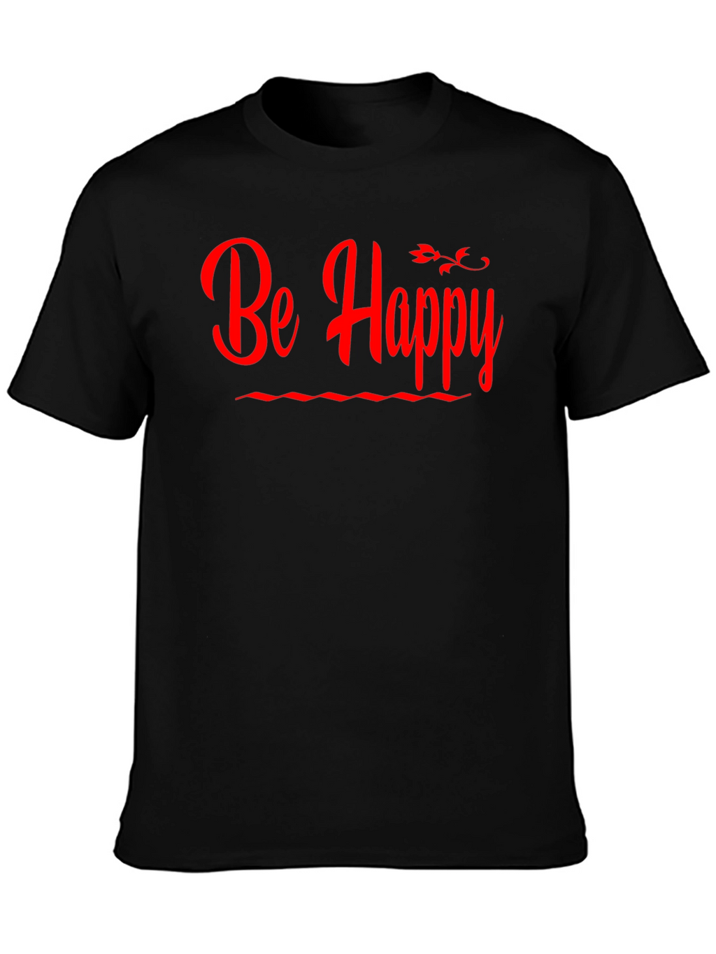 Be Happy T-Shirt - Black Casual Tee