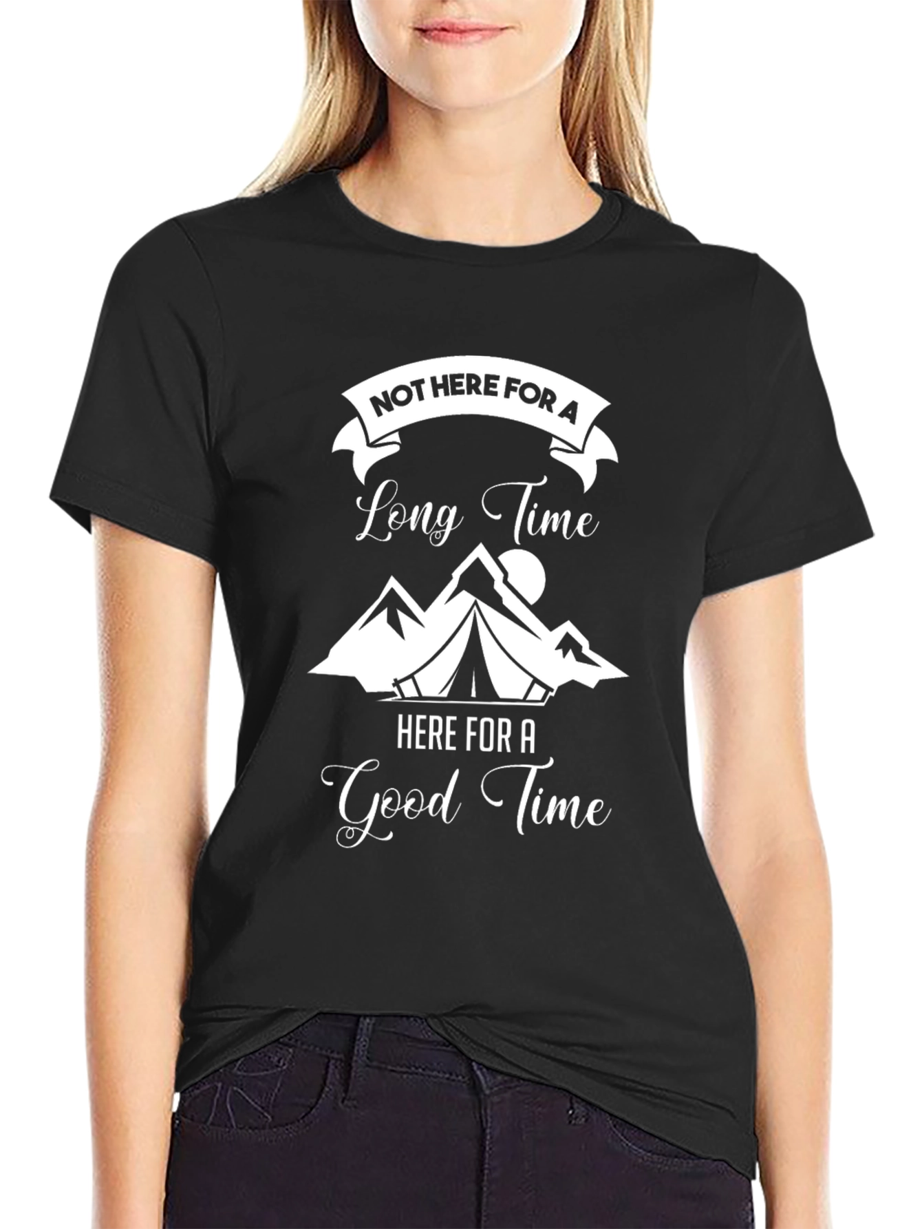 Not Here for a Long Time Black T-Shirt