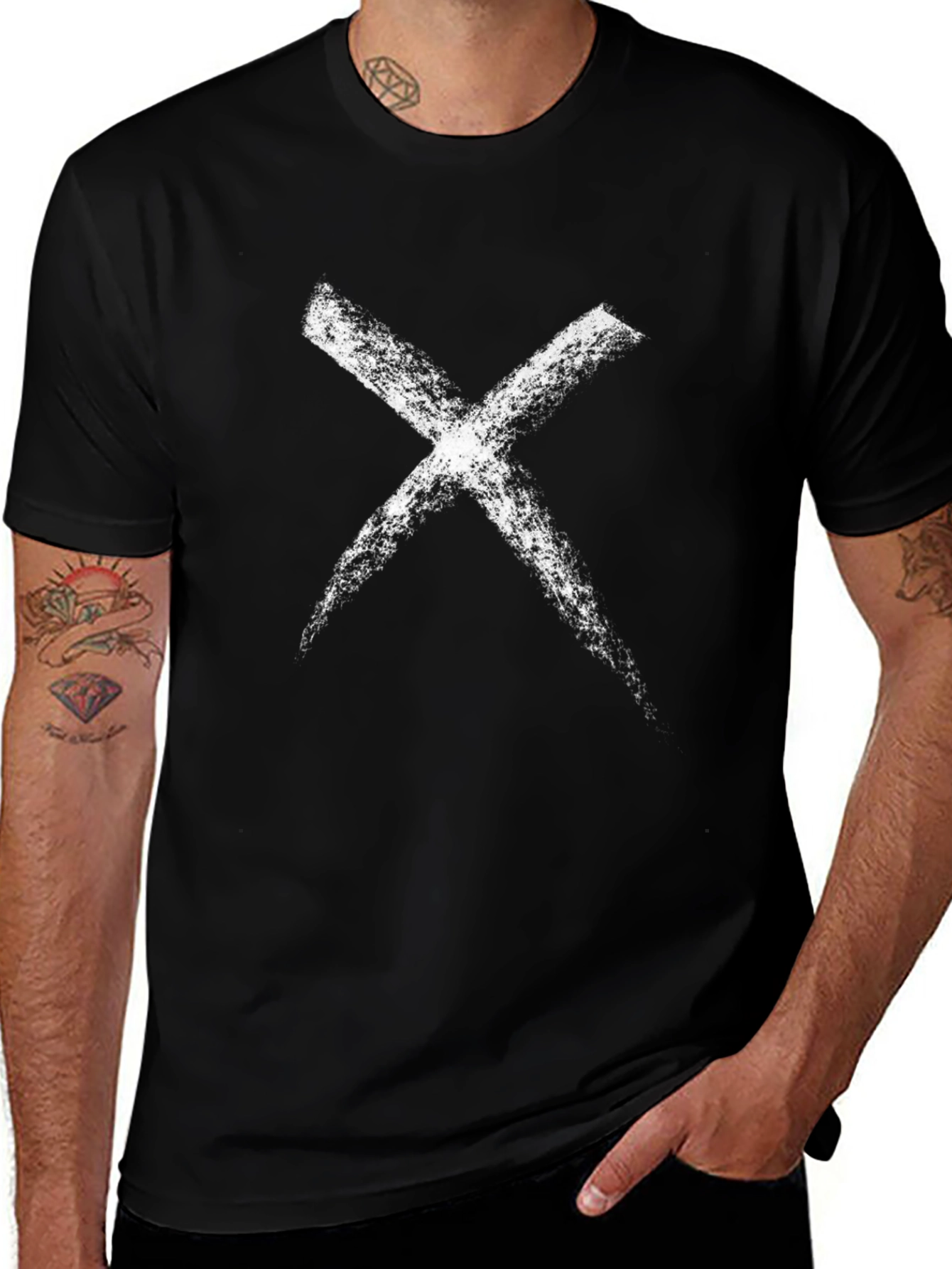 Grunge X Mark T-Shirt - Casual Black Tee