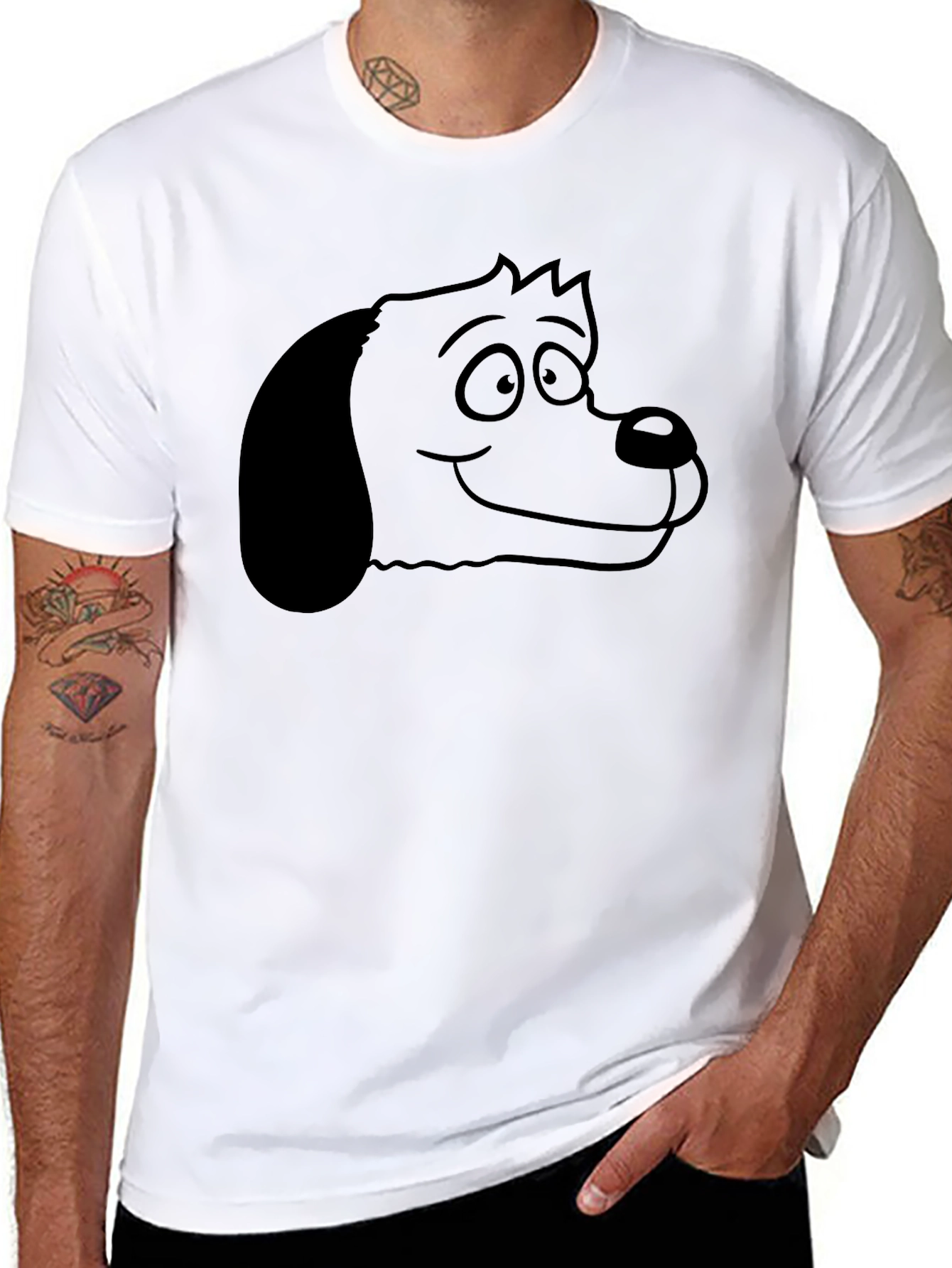 Cartoon Dog Graphic Tee - Unisex Black T-Shirt
