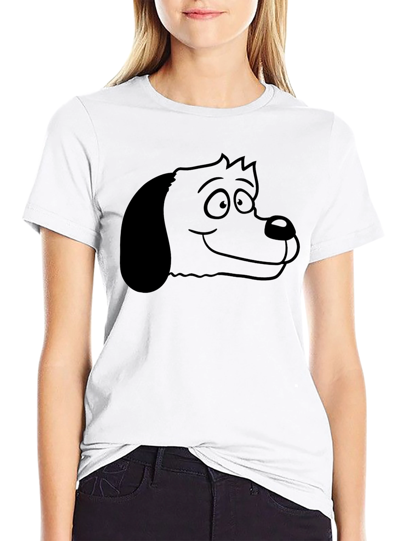 Cartoon Dog Graphic Tee - Unisex Black T-Shirt