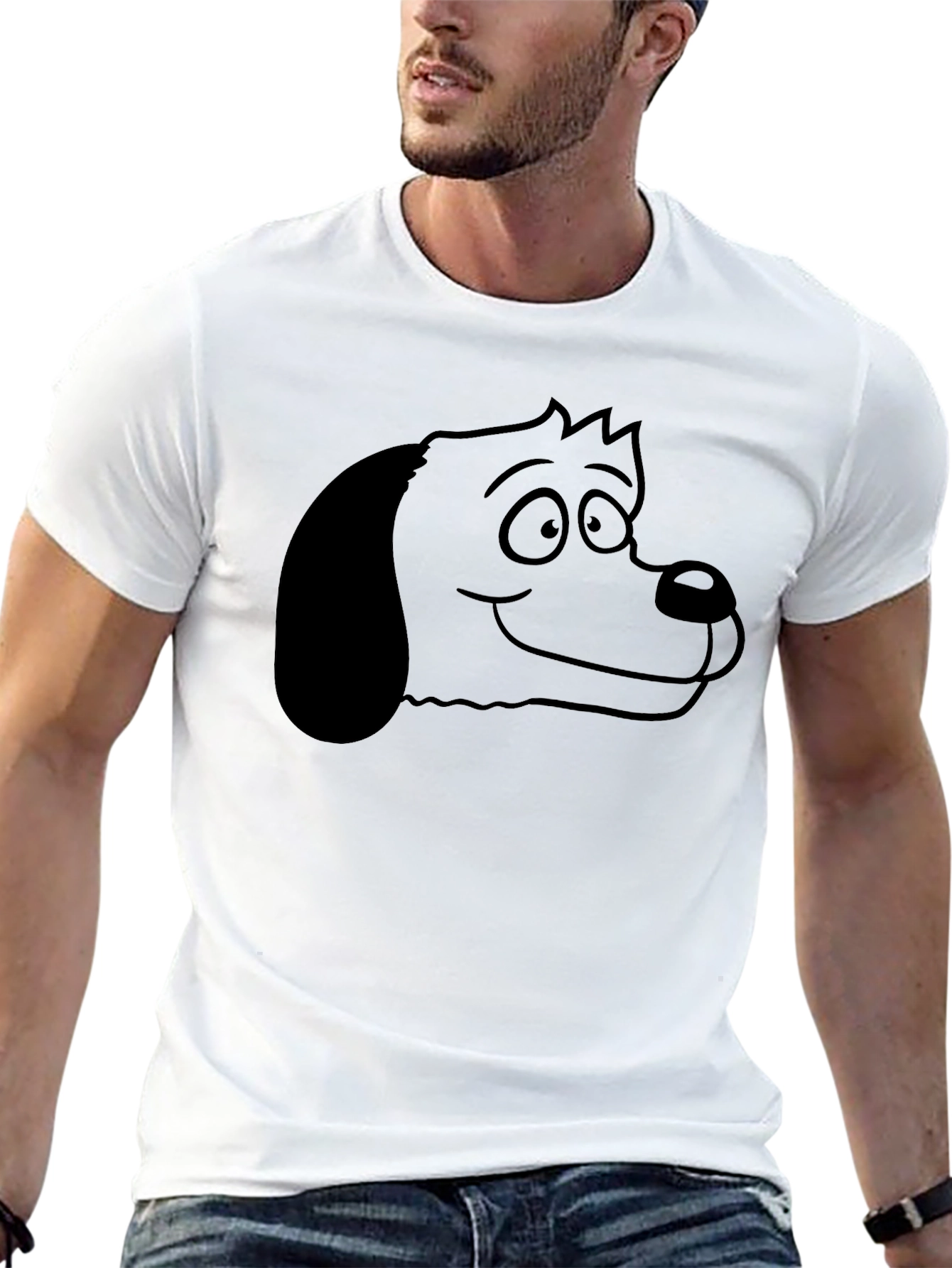 Cartoon Dog Graphic Tee - Unisex Black T-Shirt