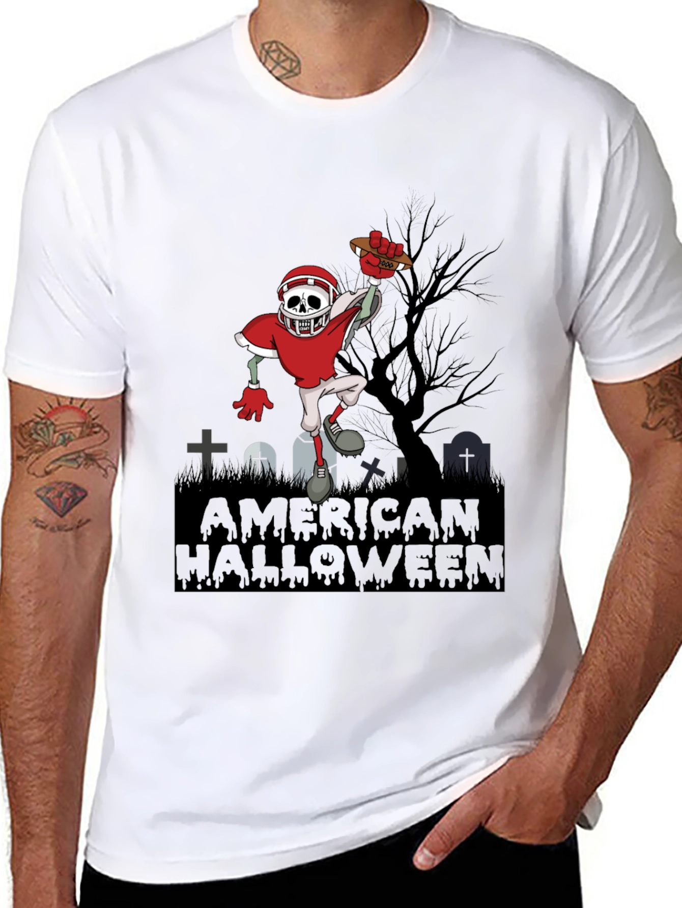 American Halloween Zombie Football T-Shirt