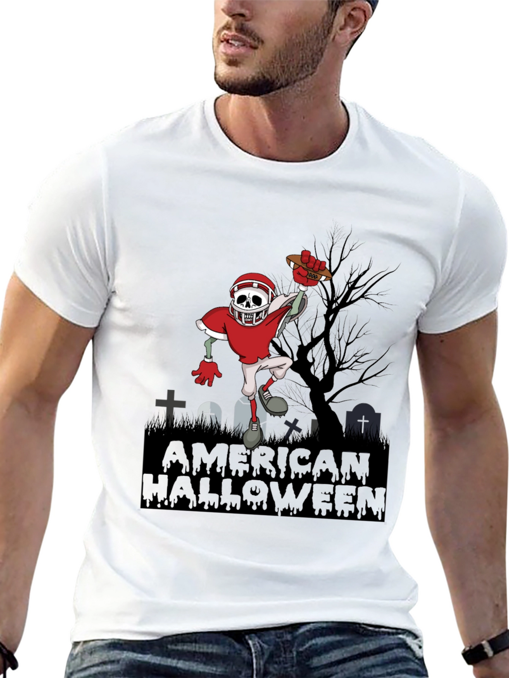 American Halloween Zombie Football T-Shirt