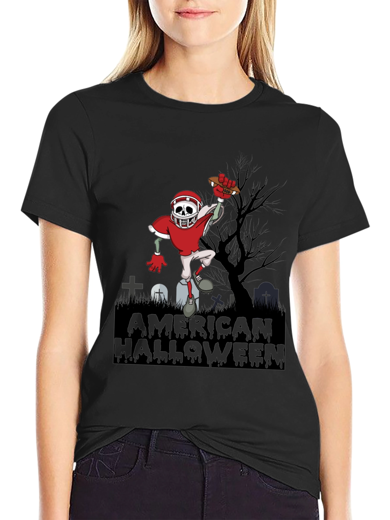 American Halloween Zombie Football T-Shirt