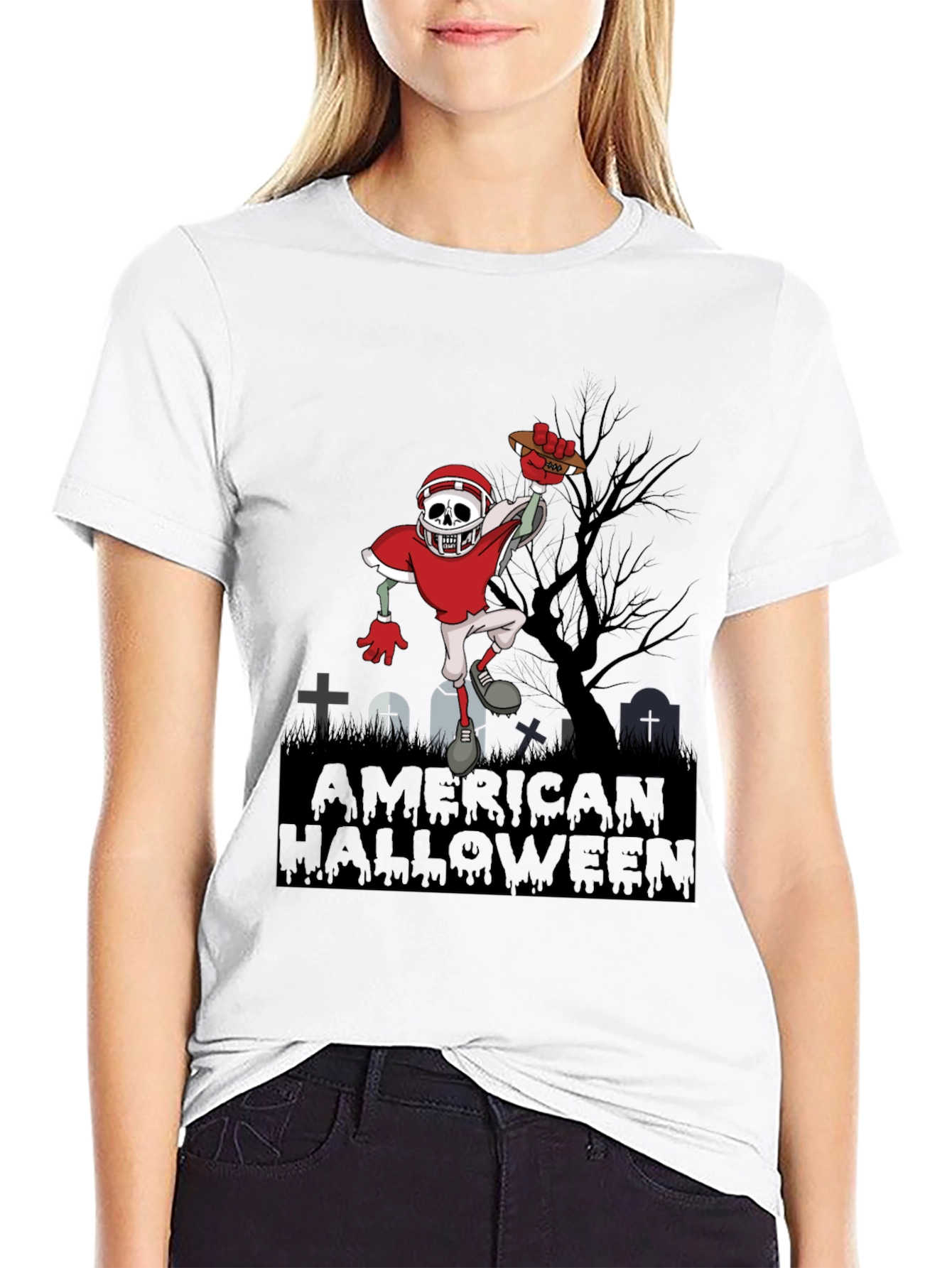 American Halloween Zombie Football T-Shirt