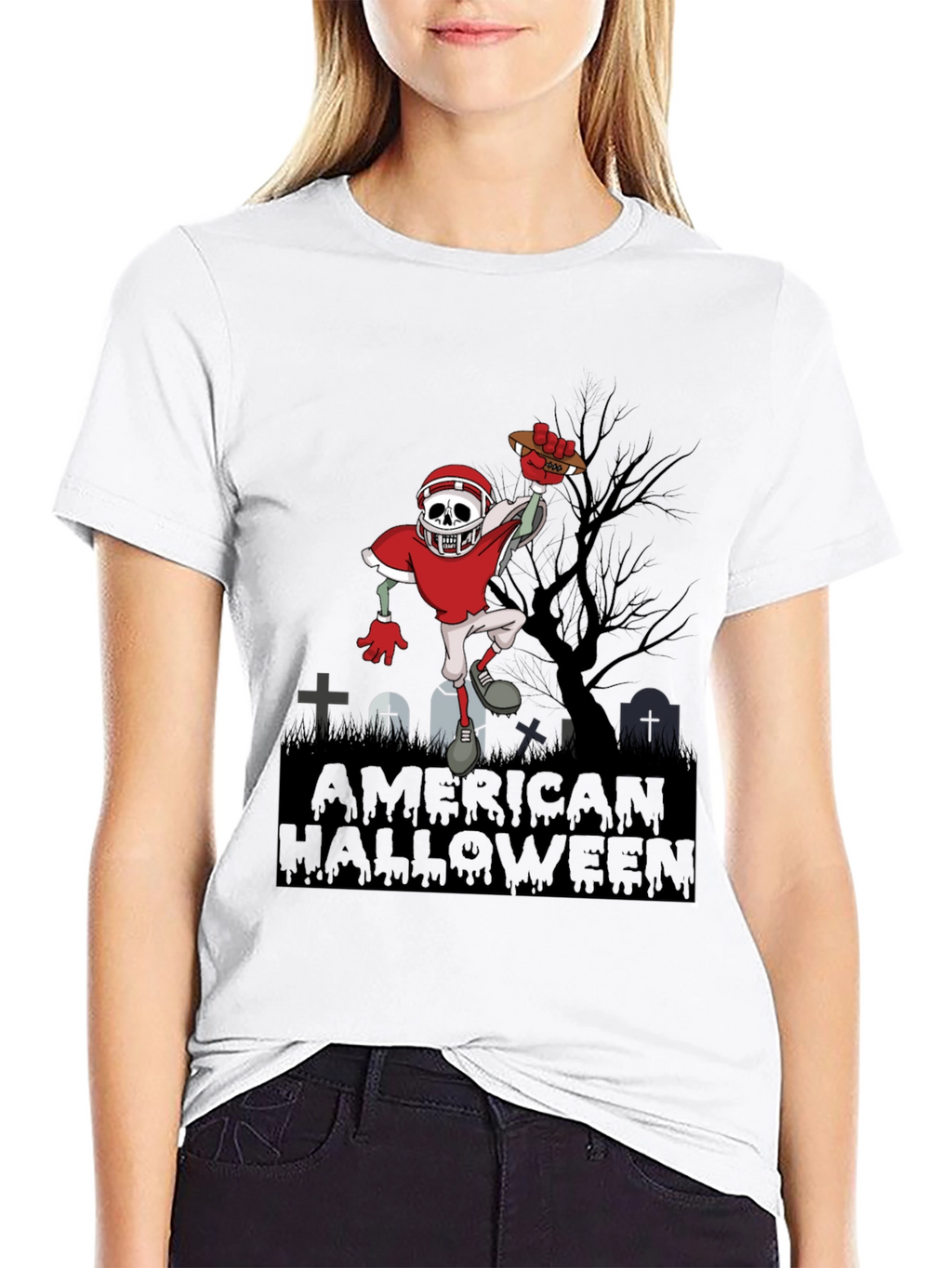American Halloween Zombie Football T-Shirt