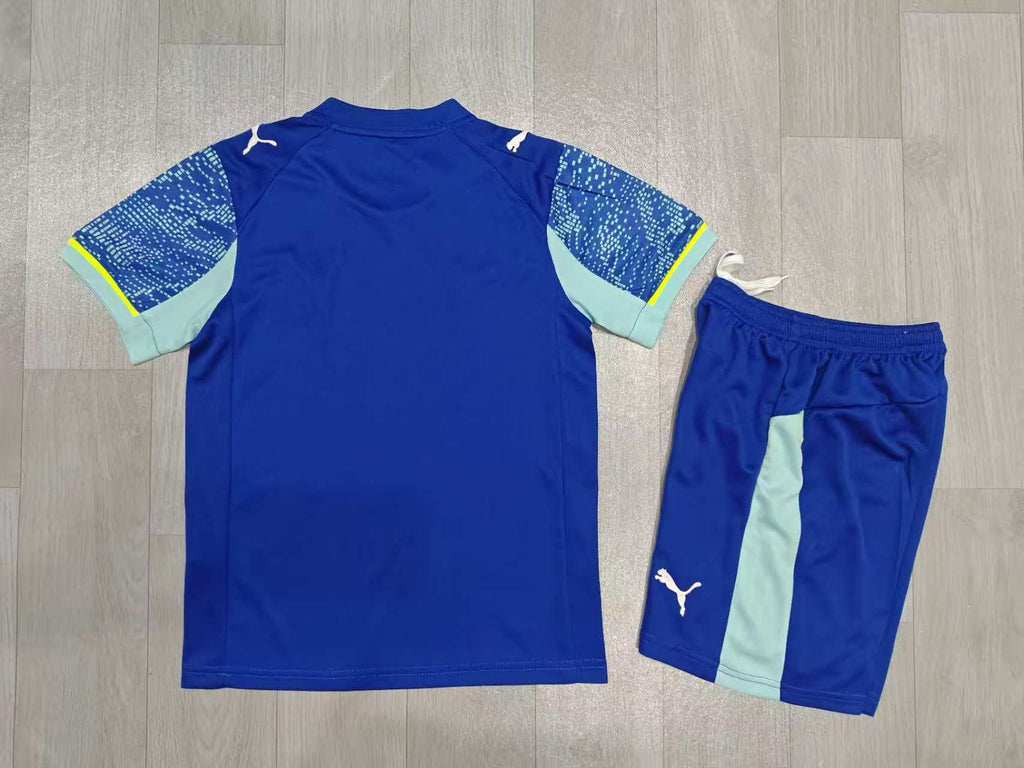 KIDS  Olympique de Marseille Away Jersey & Shorts Set Deep Royal Blue / Mint Green / Electric Yellow