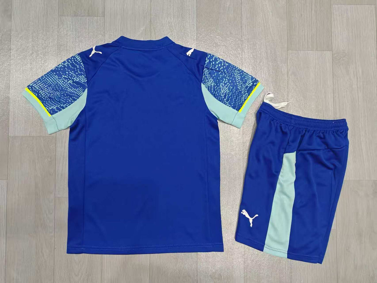 KIDS  Olympique de Marseille Away Jersey & Shorts Set Deep Royal Blue / Mint Green / Electric Yellow