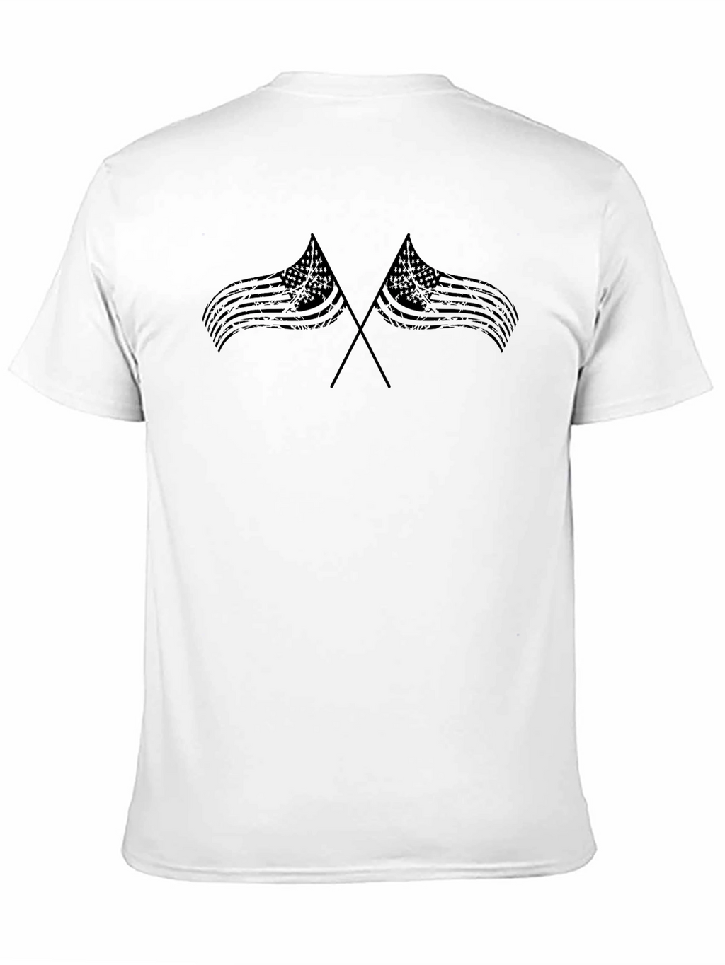 Distressed American Flag Graphic Tee - Black