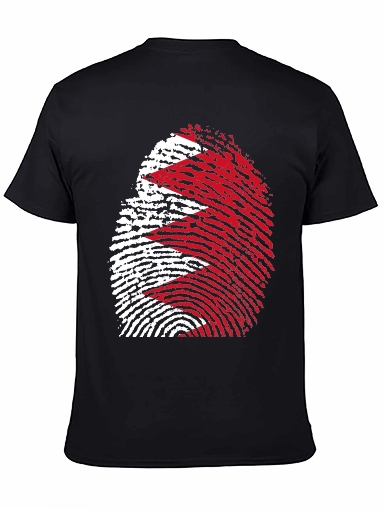 Bahrain Flag Fingerprint Graphic Tee - Black Cotton