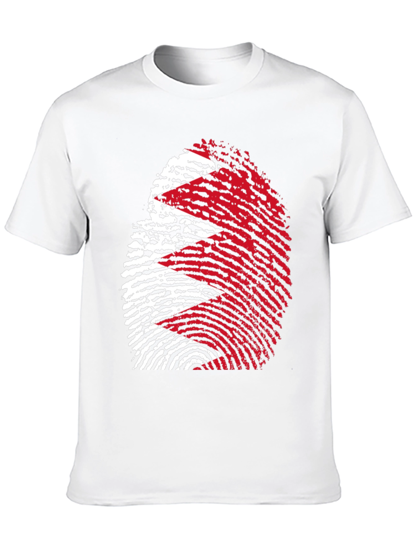 Bahrain Flag Fingerprint Graphic Tee - Black Cotton
