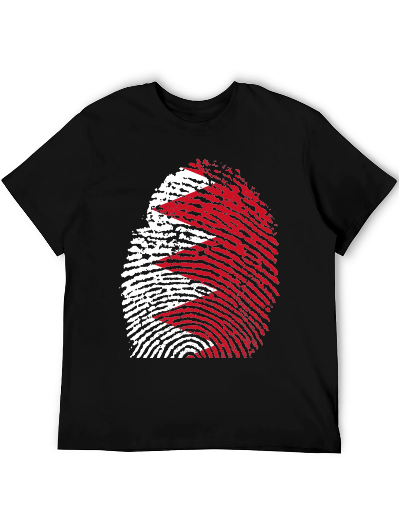 Bahrain Flag Fingerprint Graphic Tee - Black Cotton