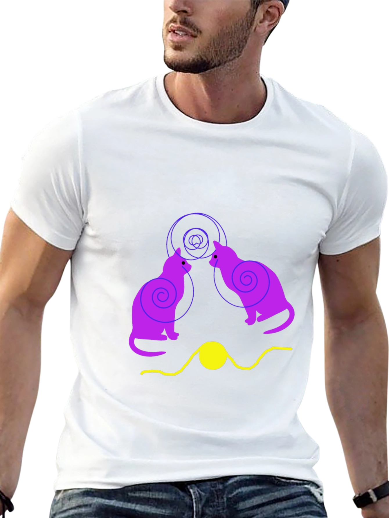Cats and Yarn Graphic T-Shirt - Black