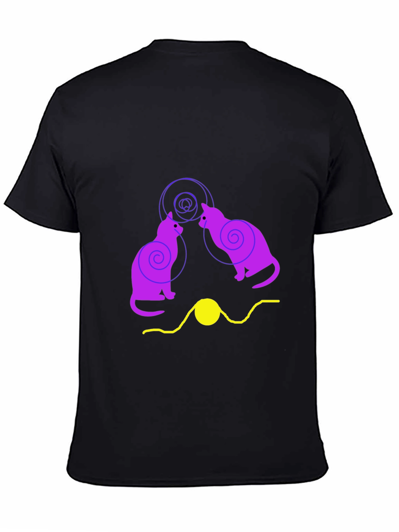 Cats and Yarn Graphic T-Shirt - Black