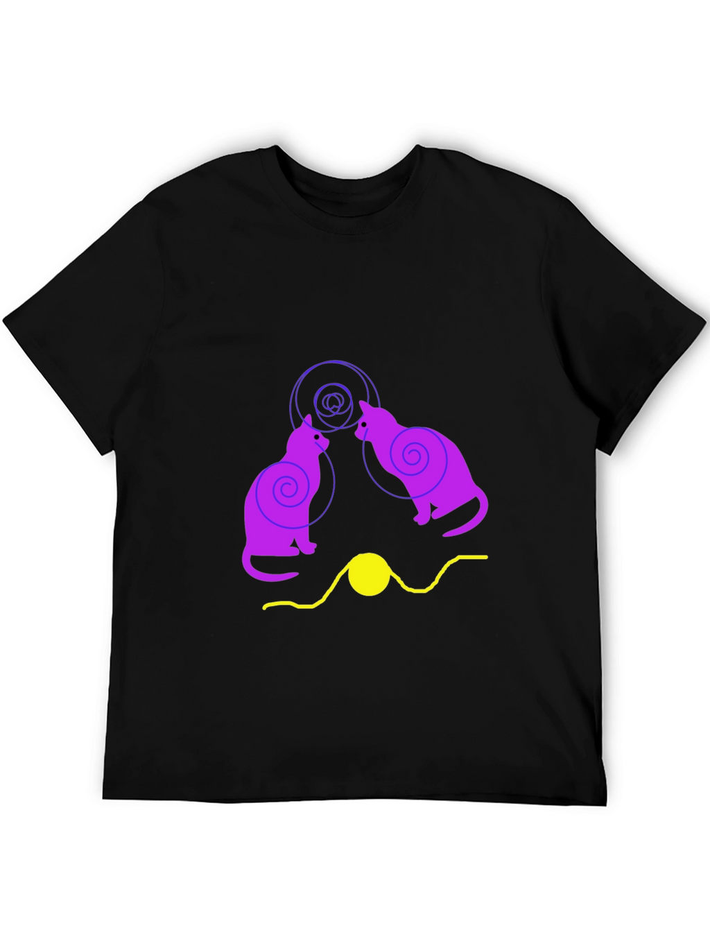 Cats and Yarn Graphic T-Shirt - Black