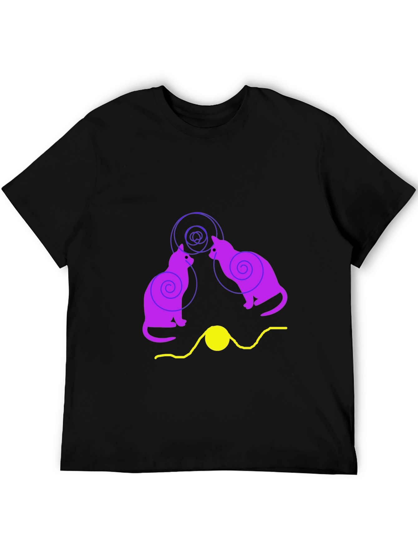 Cats and Yarn Graphic T-Shirt - Black
