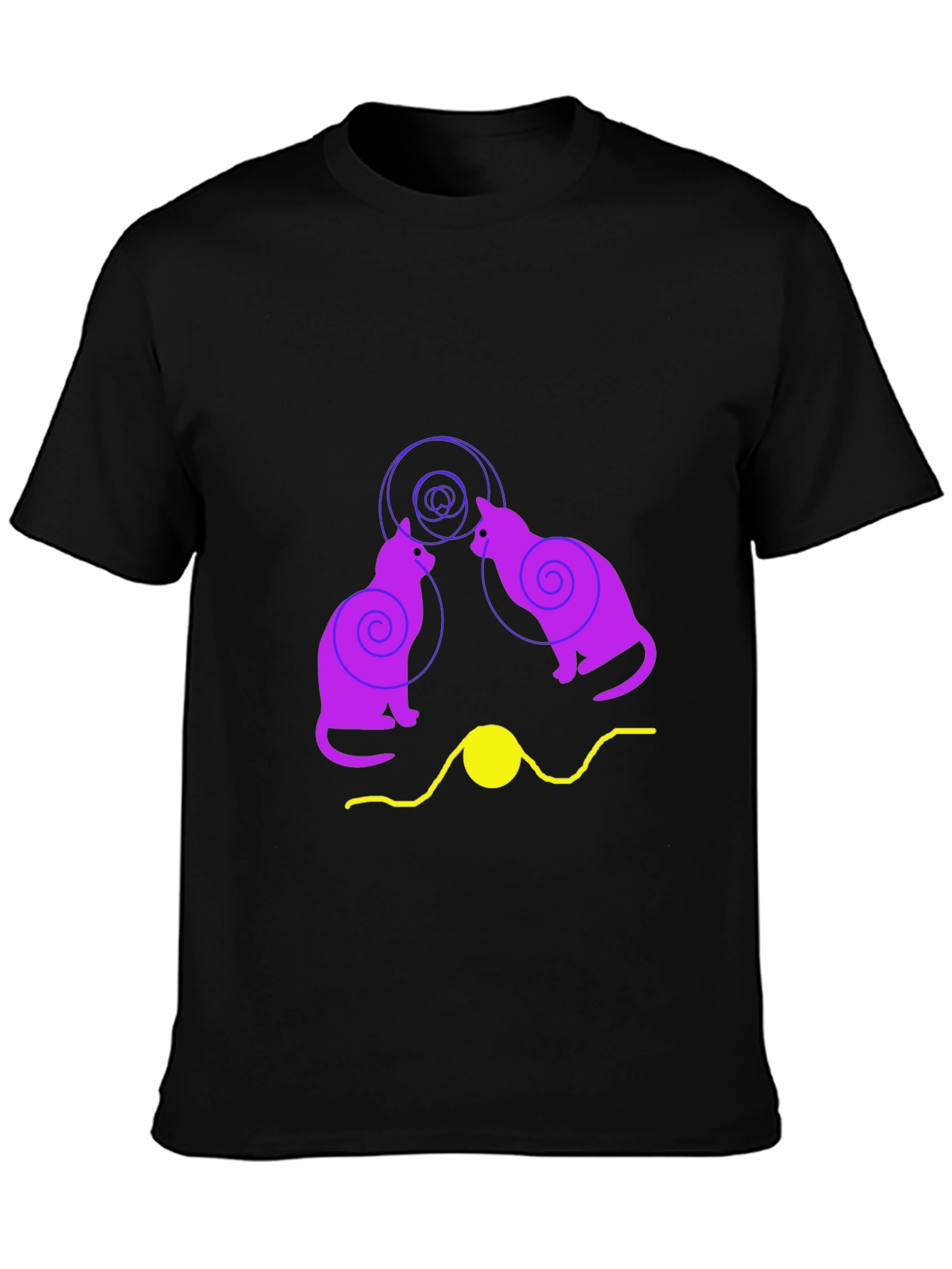 Cats and Yarn Graphic T-Shirt - Black