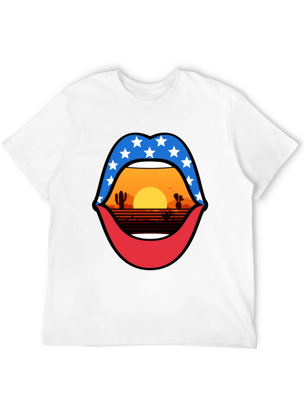 Patriotic Desert Sunset Lips Graphic Tee