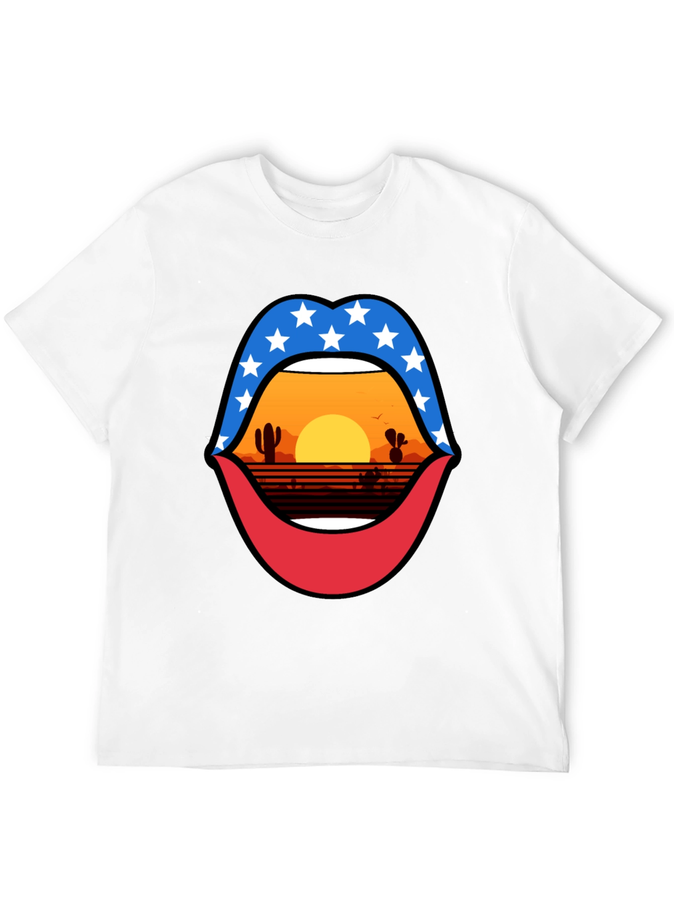 Patriotic Desert Sunset Lips Graphic Tee